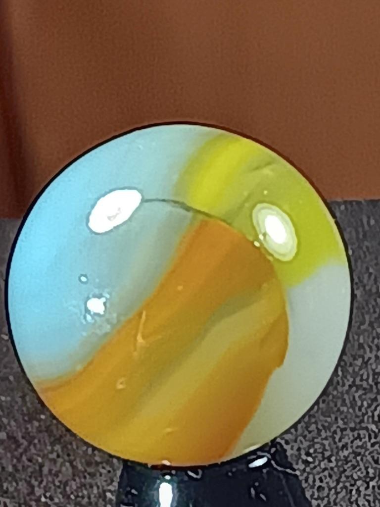5/8″ Vitro Robin’s Egg Lemon Orange Tiger Eye Near Mint Serious Marble B186