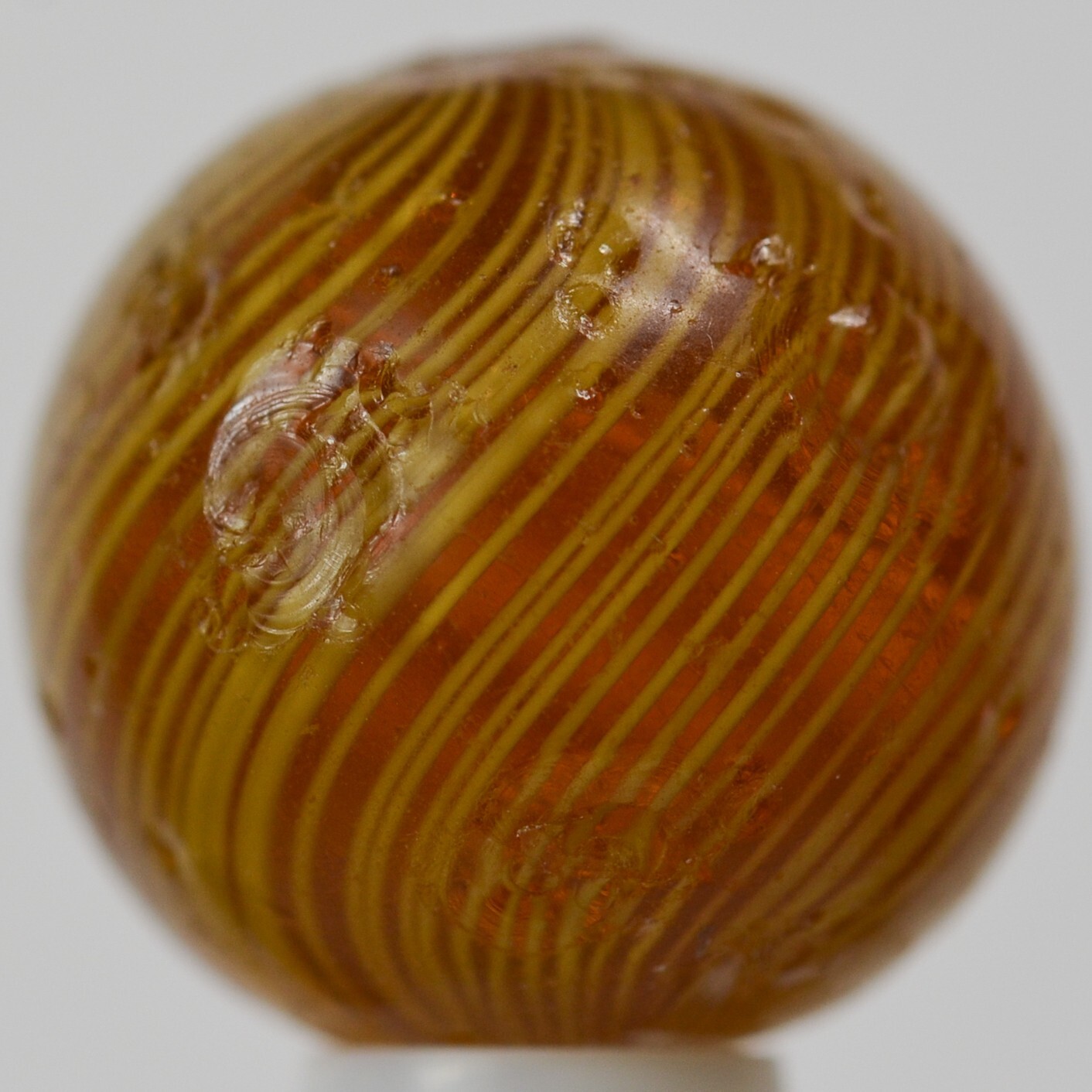Handmade Gooseberry Marble, Amber Glass, 11/16 in, Good+, Chip, Germany, S1398
