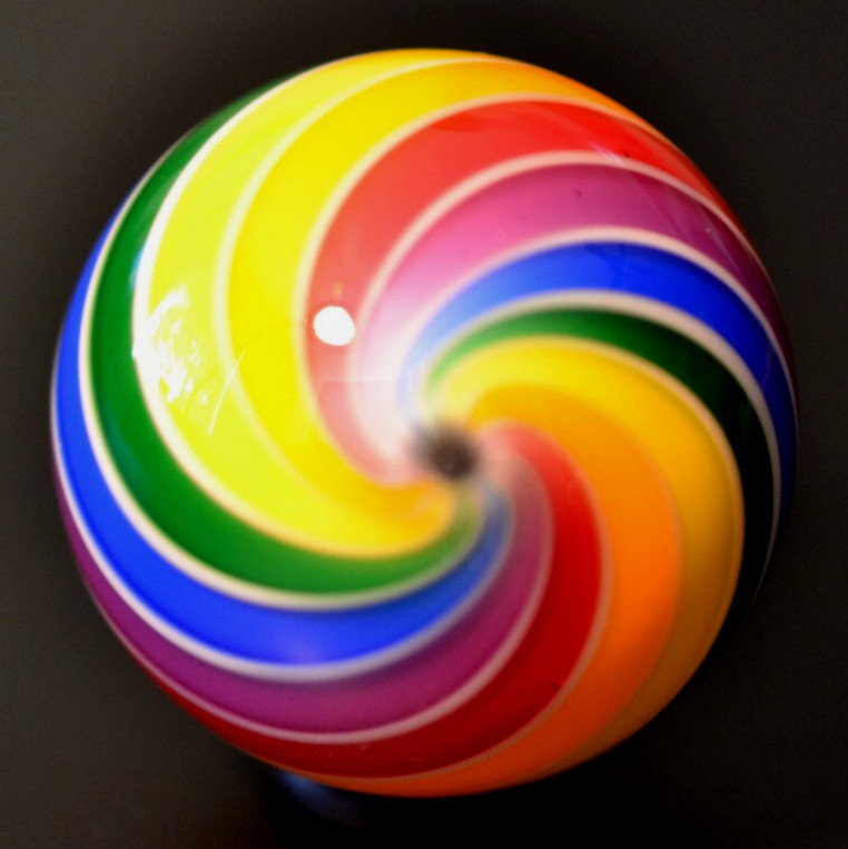 HOT HOUSE GLASS MARBLE/1.721″-DICHROIC RAINBOW & WHITE JOSEPH’S COAT-FAST SHIP