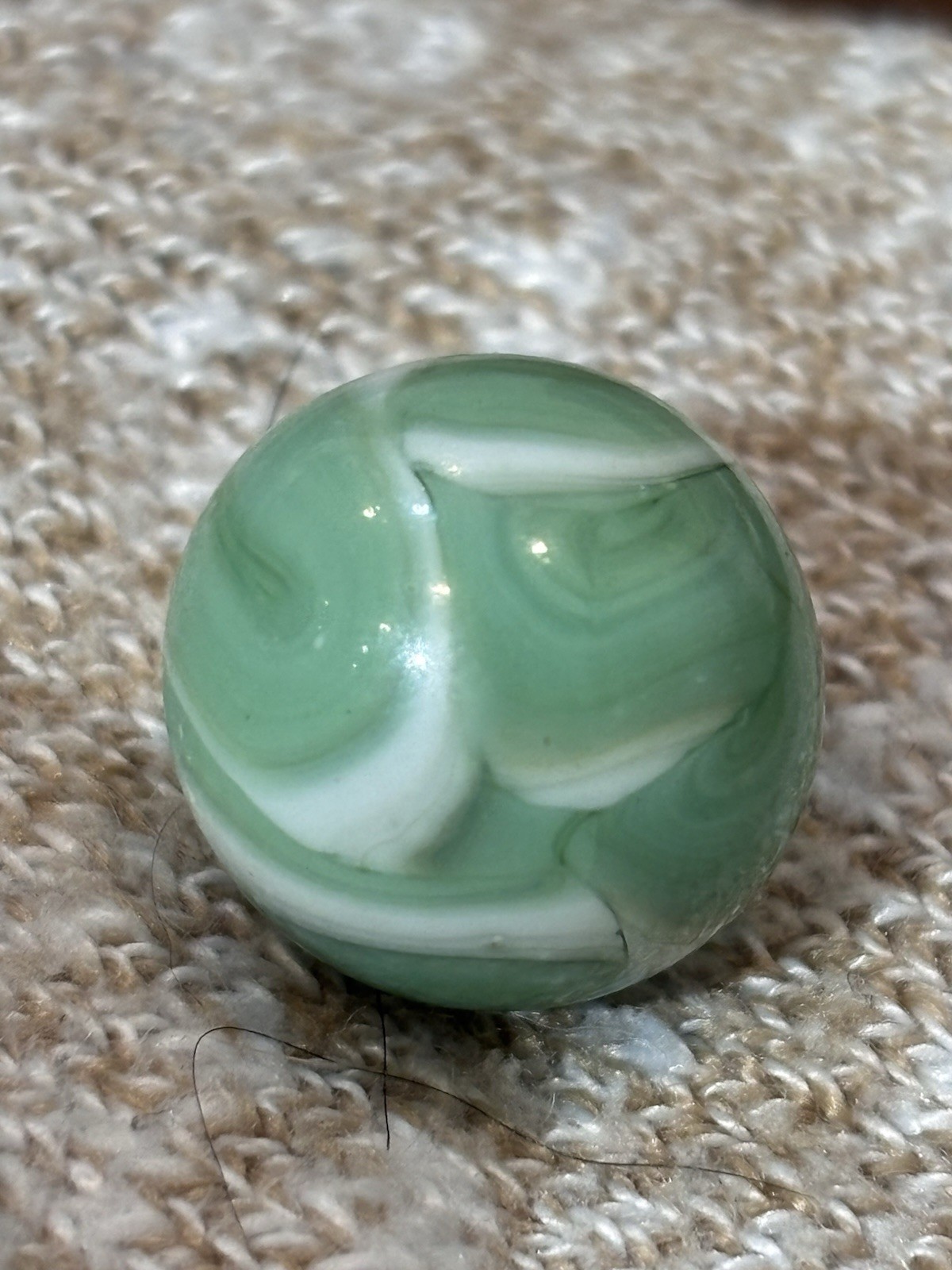 Vintage Alley Agate Pistachio Green & White UV Swirl Glass Marble 0.68”