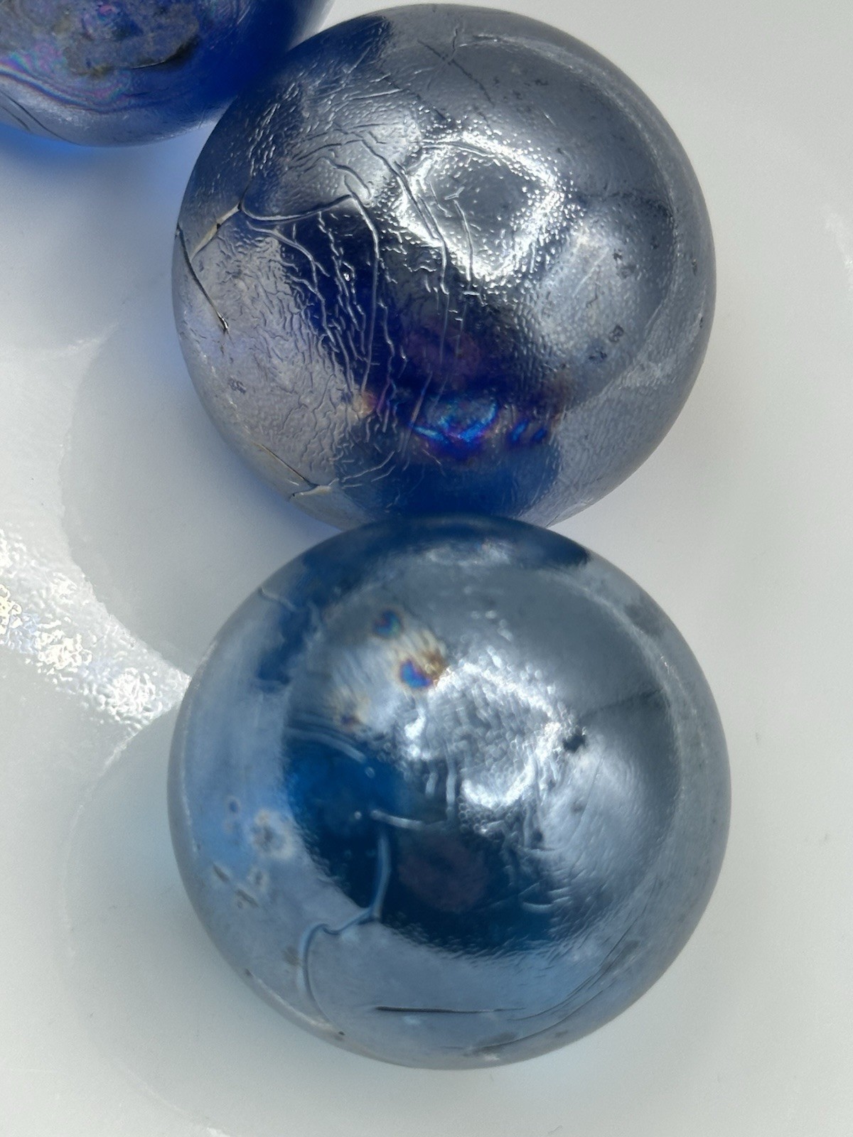 Cobalt Blue Iridescent Marble Lot 7 Medium 5 Large And 19 Small Confetti