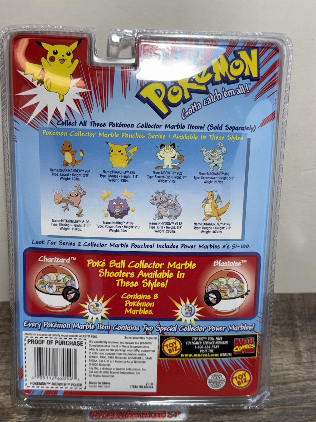2000 Vintage Toybiz Pokemon Collector Marble Pouch #52 Meowth Factory Sealed New