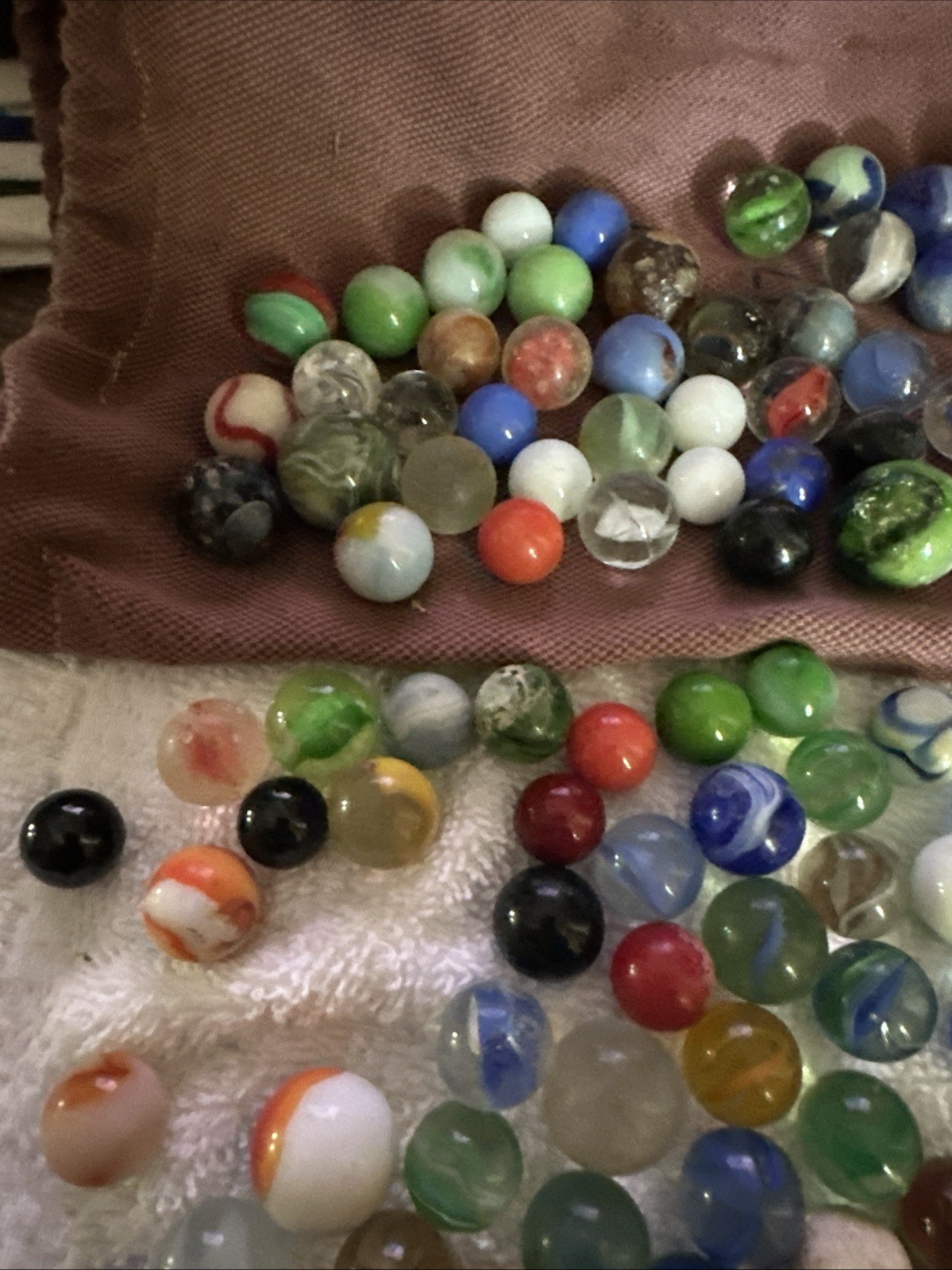 VINTAGE / ANTIQUE MARBLE LOT Clay Steelies Glass Cats Eye Barn Find Almost 3 Lbs