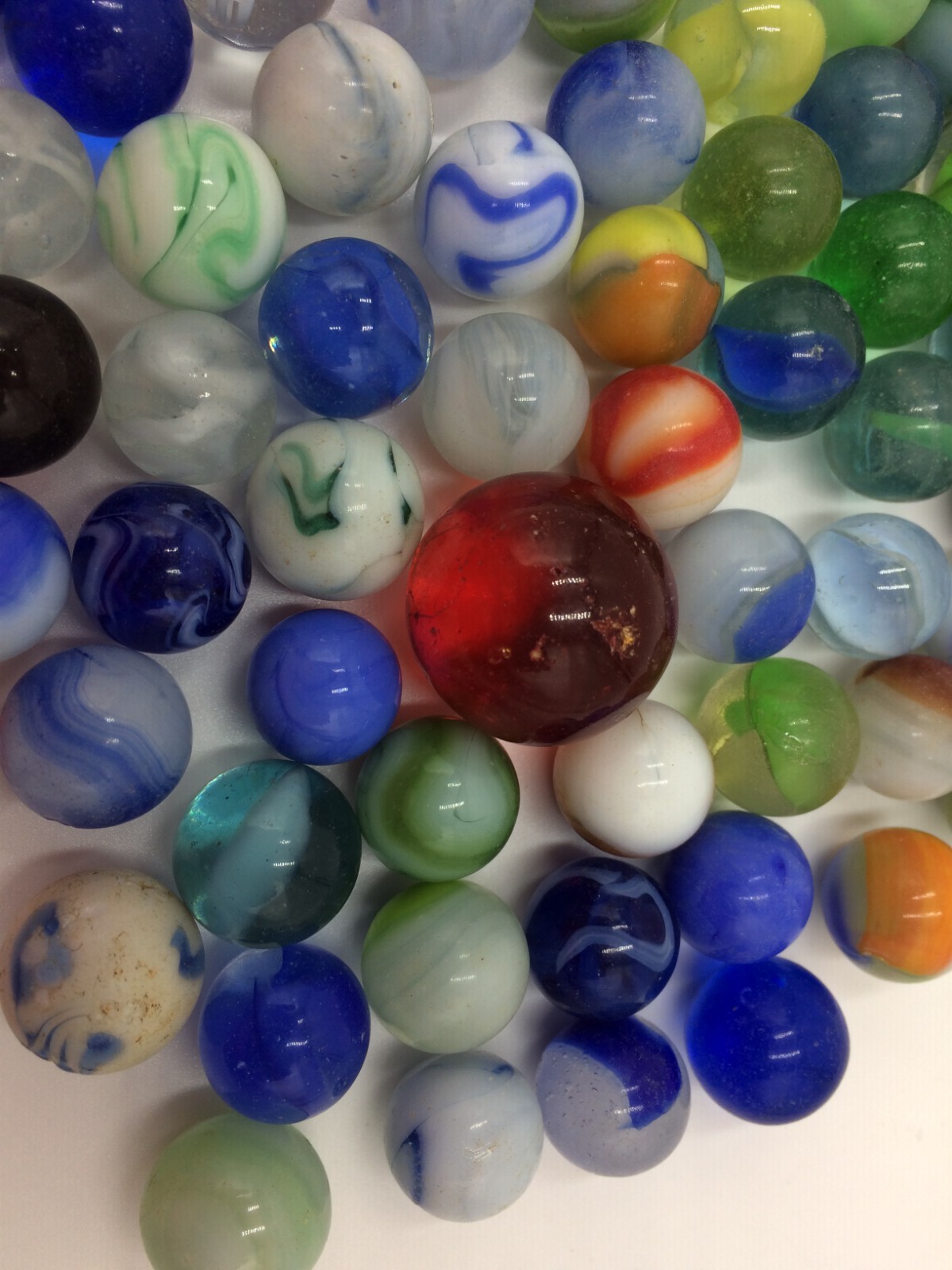 VTG Lot of 75 Unique Marbles,Shooter,Swirl Milk Glass Cats Eye,Estate Find! J