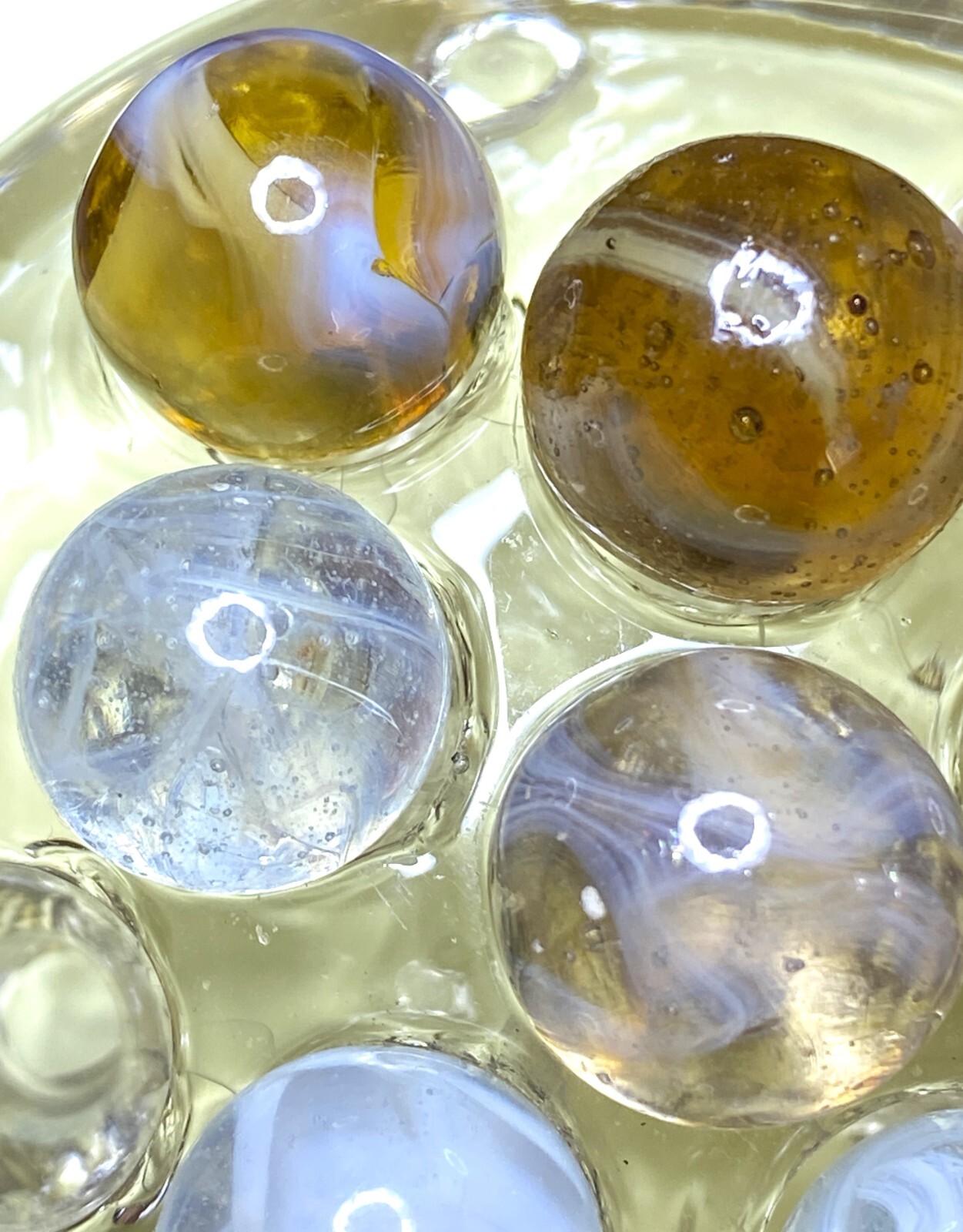 HTF LOT 9 VINTAGE WV/HEATON/CAIRO/AGATE MARBLES RARE MIBS NM+/- ~VARI” 4B/12