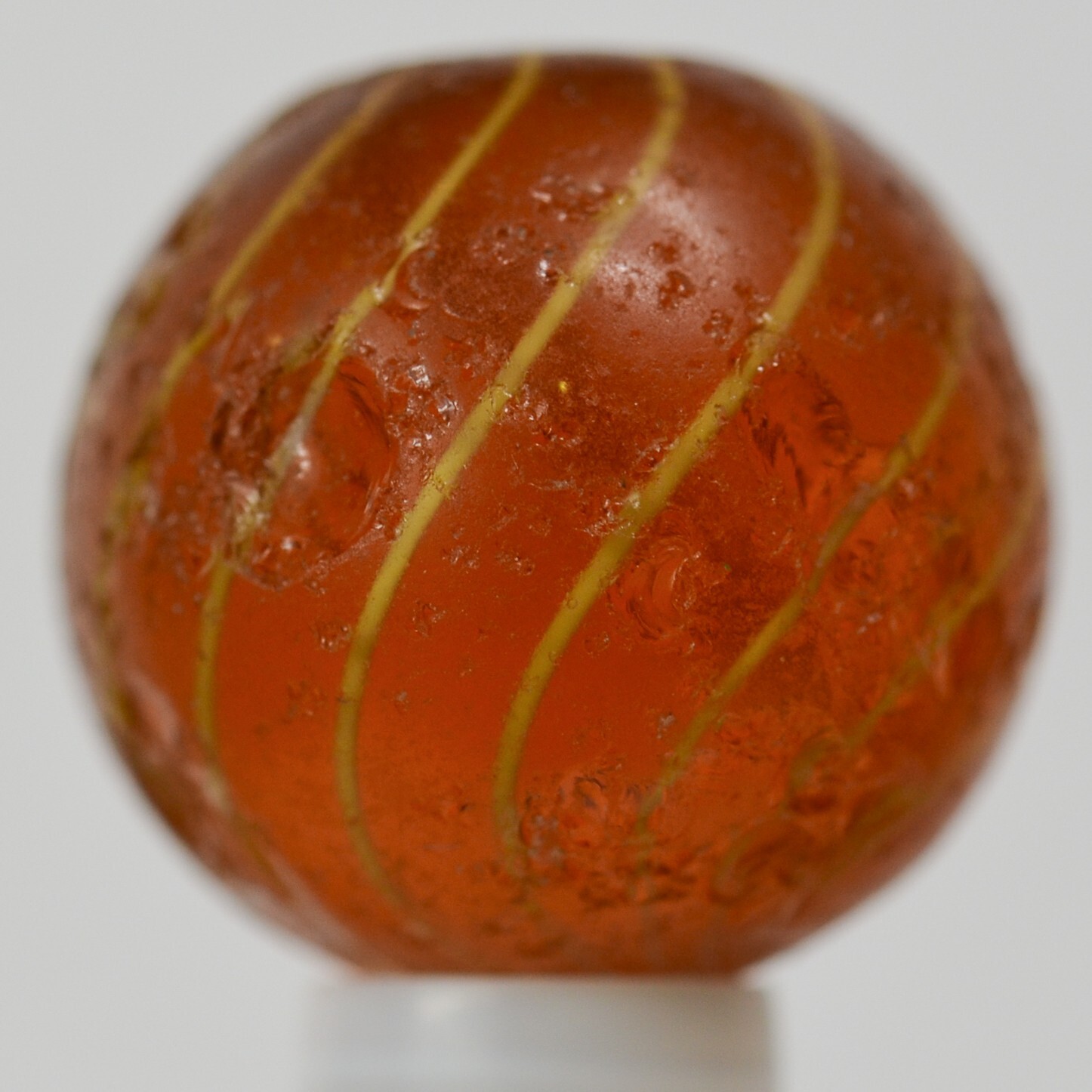 Handmade Gooseberry Marble, Amber Glass, 11/16 in, Good, Germany 1860-1920 S1401