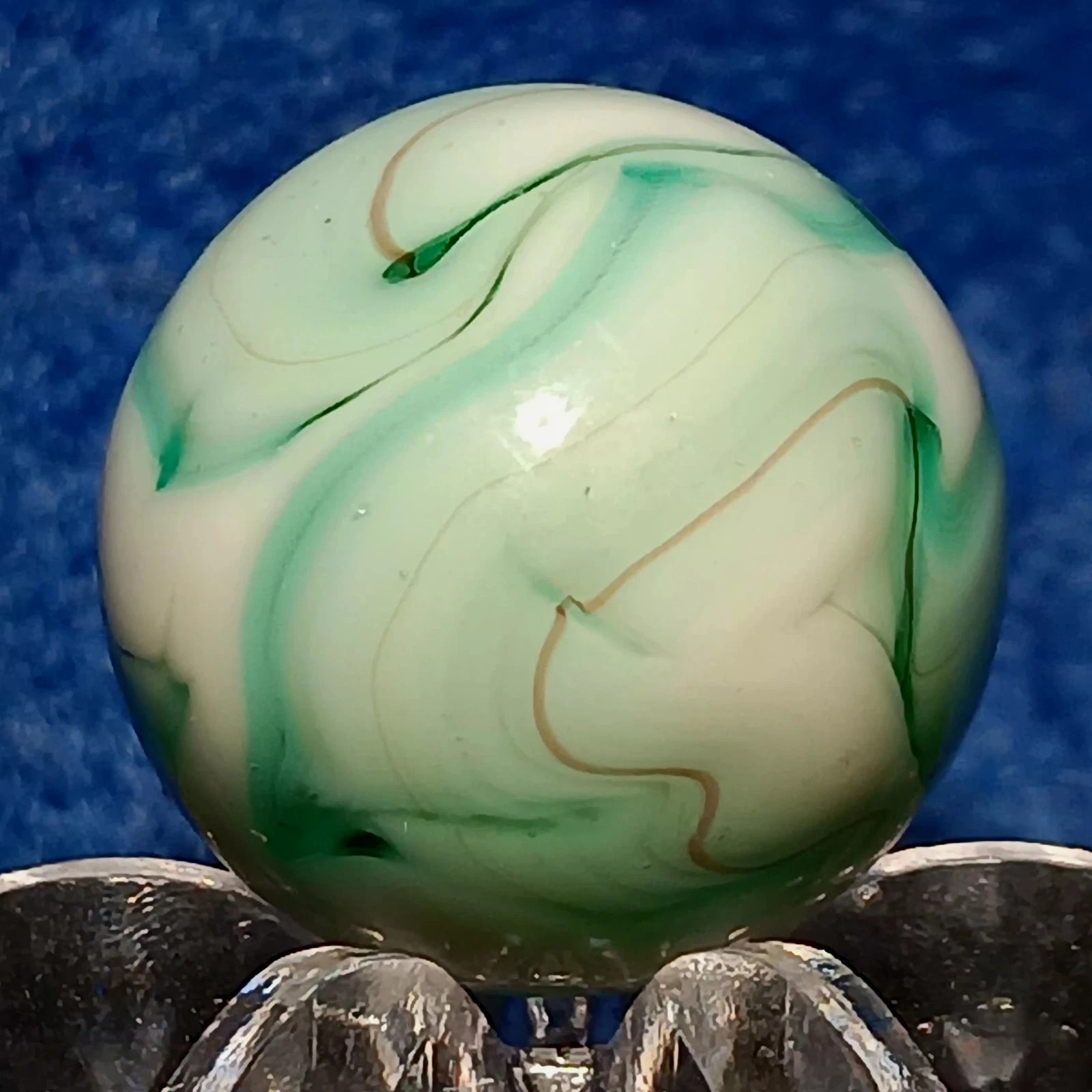 Vintage Heaton Agate “Plum Blossom” Swirl Marble. 58″ Nm. Vitrolite Oxblood.