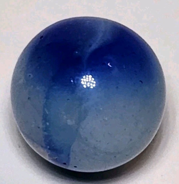 PELTIER GLASS CO. “INKY” ‘Rainbo’ .61″ Vintage Marble