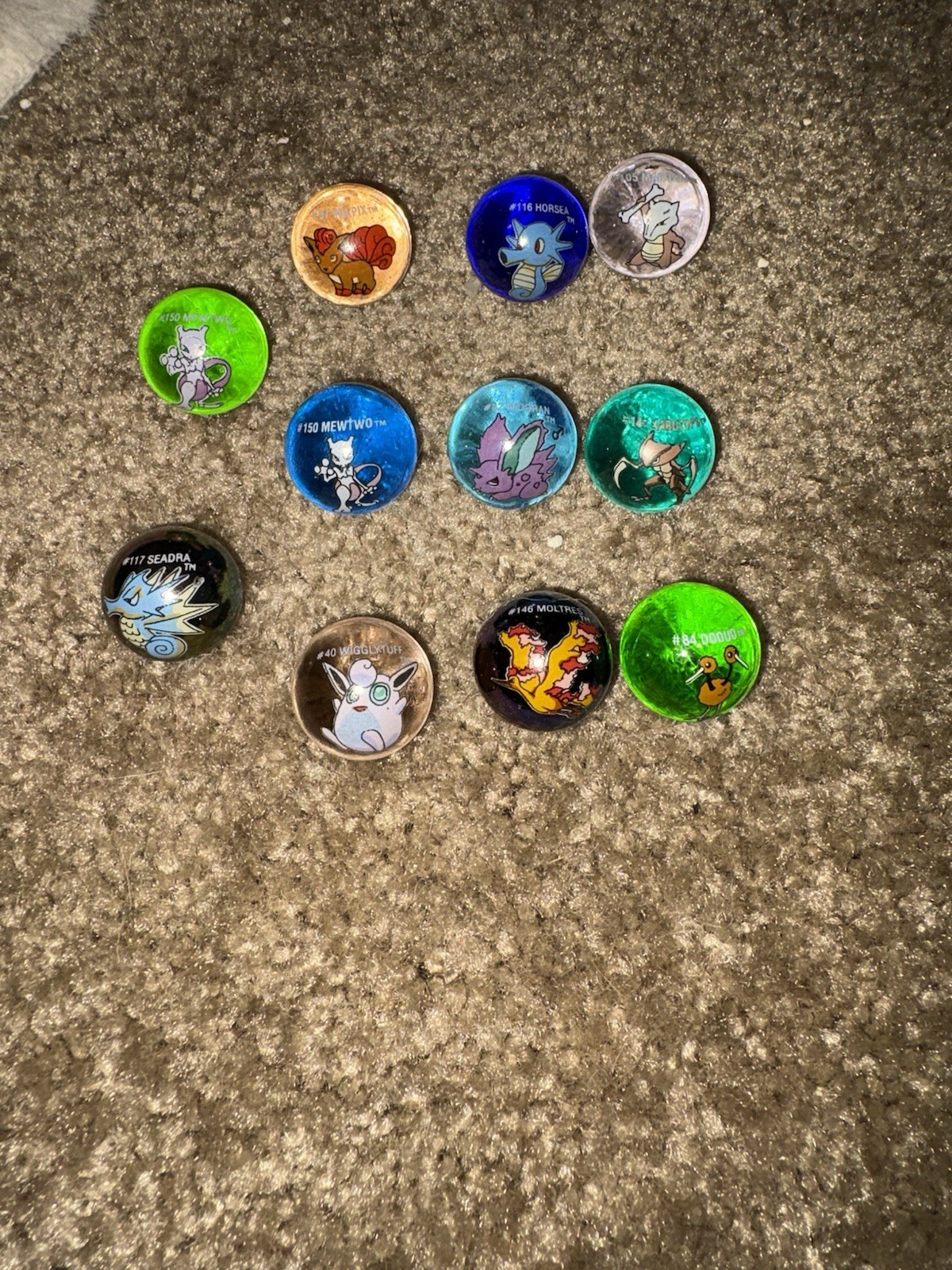 Pokemon Logo Printed Glass Toy Marbles Lot of 11 Assorted Colors 1999