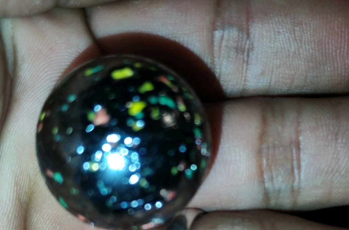1 BLACK Vintage Marble Asteroid and Confetti Marbles Galaxy Glass Retro Toy