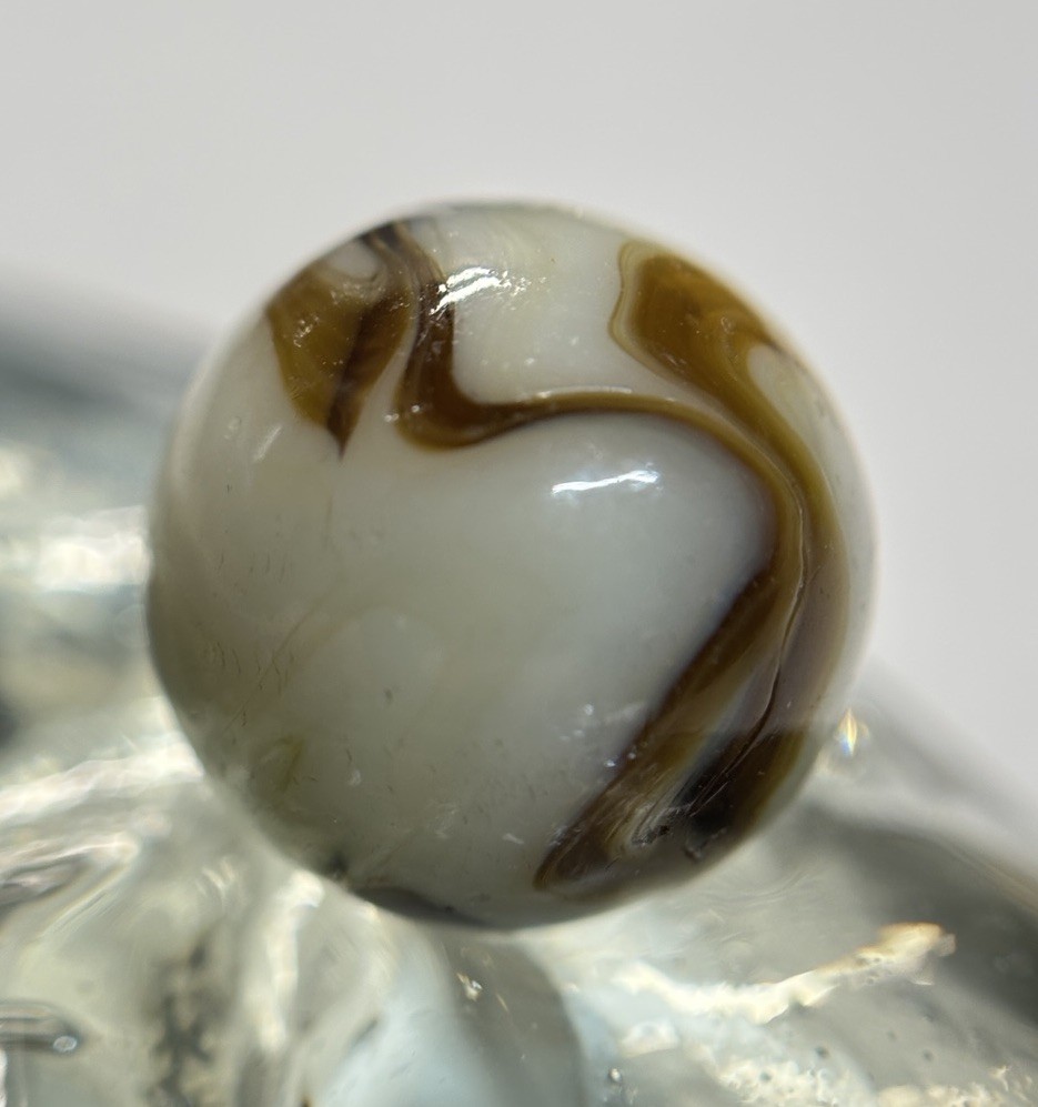 Vintage Alley Agate Pennsboro WV Swirl Marble .66” Mint Tan & Brown HTF Beauty
