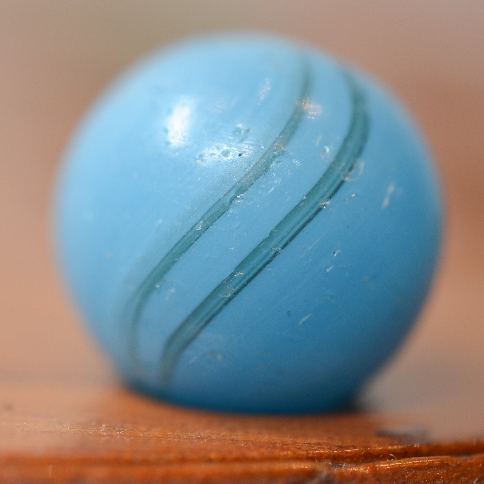 Handmade Aqua Base, Banded Opaque Marble, 5/8 in, Good+, Germany 1860-1920 S1505