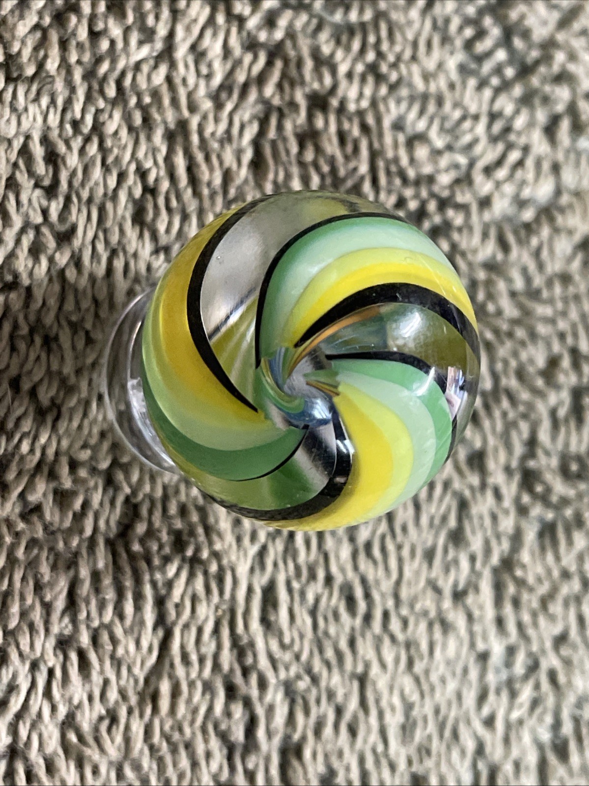 Handmade Contemporary Glass Art Marble .9” Spiral Dichroic Swirl