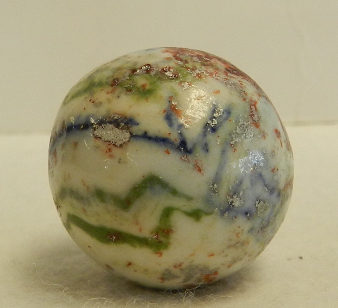 #21040m Large 1 Inch Vintage German Handmade Crockery Shooter Marble