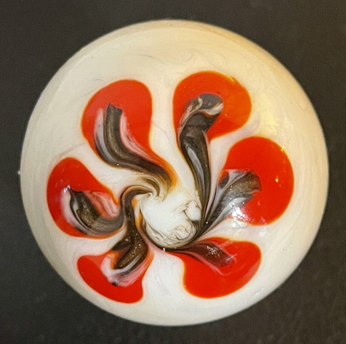 Handmade Gold Lutz Flower Swirl Marble Toe Breaker Massive Huge Nearly 2 Inches