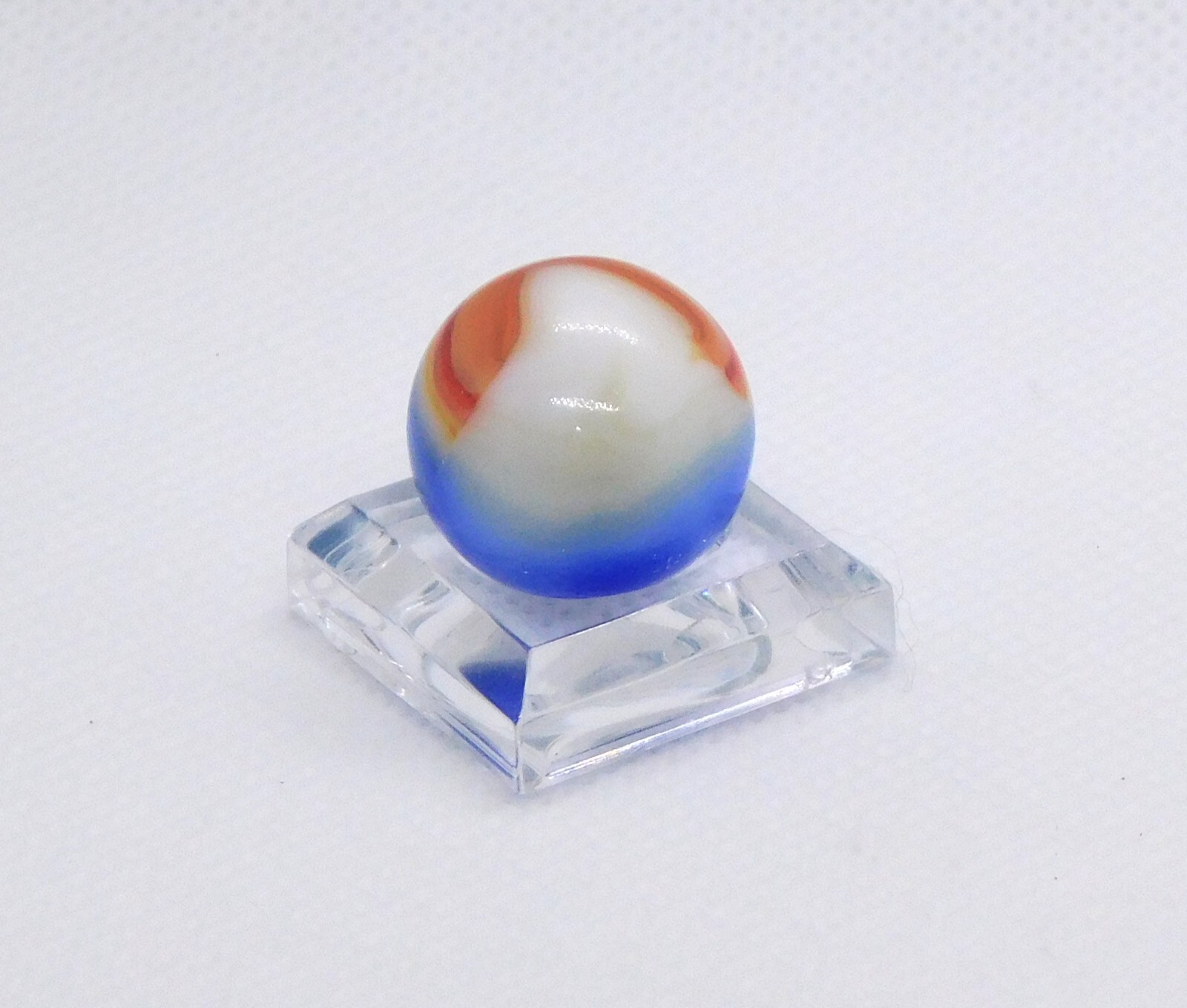 Vintage Glass Marble Patch Swirl Blue Red White Vitro Agate ‘V’ 0.69″ #0-118
