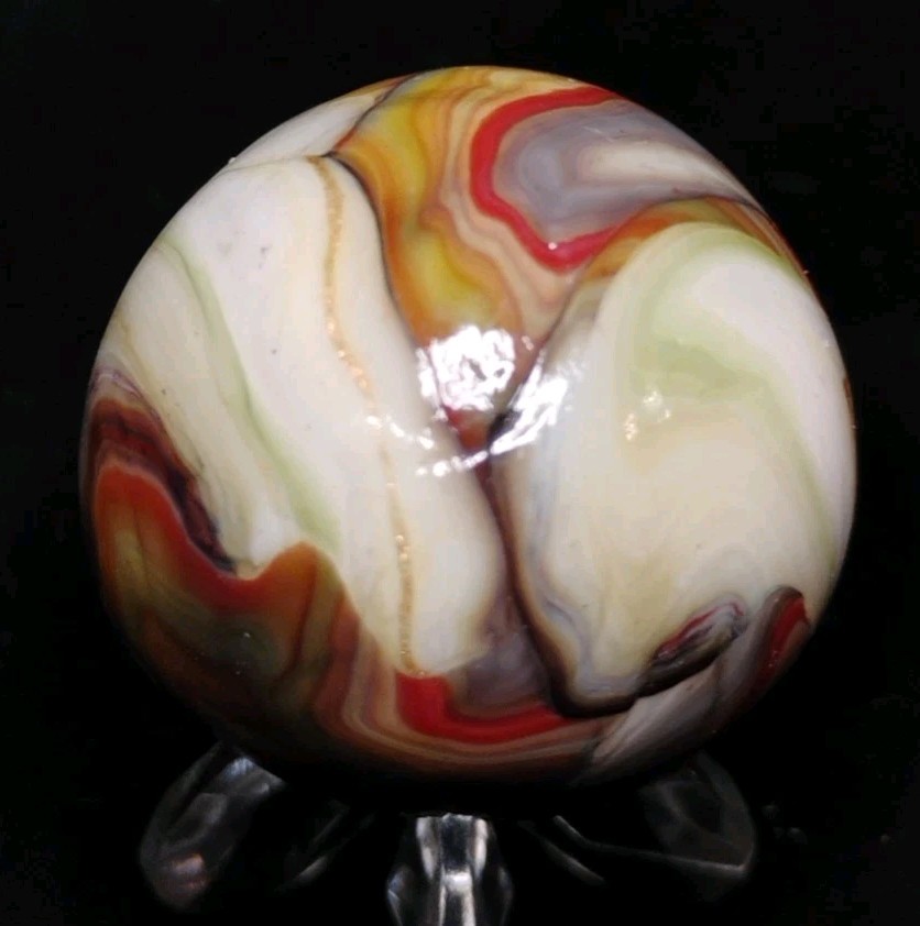 1.02″ UNIQUE JABO/D.A.S. MARBLES W/ GOLD LUTZ ROAD💥SWIRL TOYS NM+