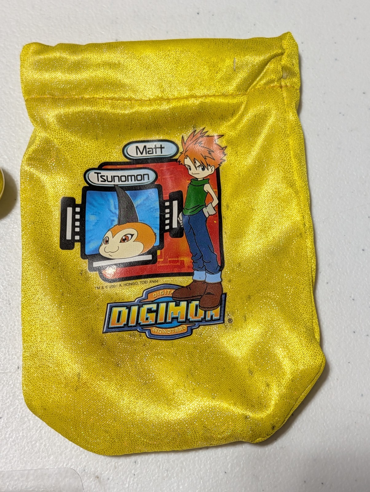 10x Digimon Marbles Lot w/ Yellow Pouch Collectible Set 2001 Togemon, Biyomon ++