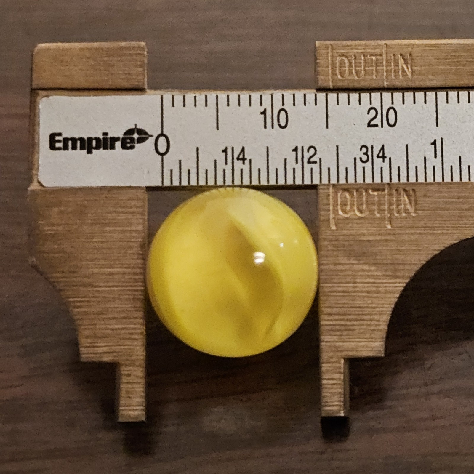 Vintage C. E. Bogard Yellow Hybrid Cats Eye Magnesium Glow Clear .593 Marble