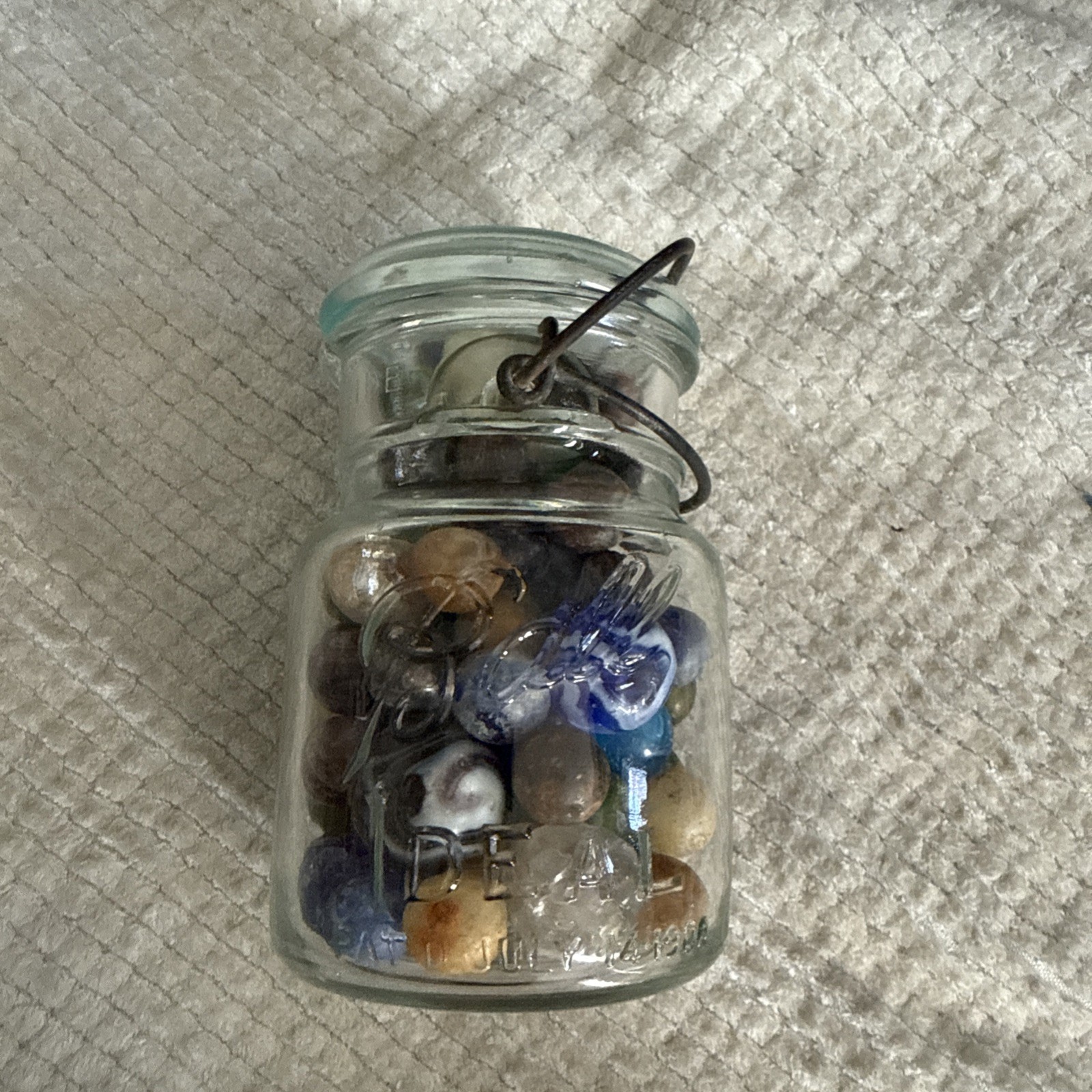 VINTAGE/Antique ESTATE 1.5 Lb. MARBLE LOT (h) w/ Jar German? unsearched 15-25mm.