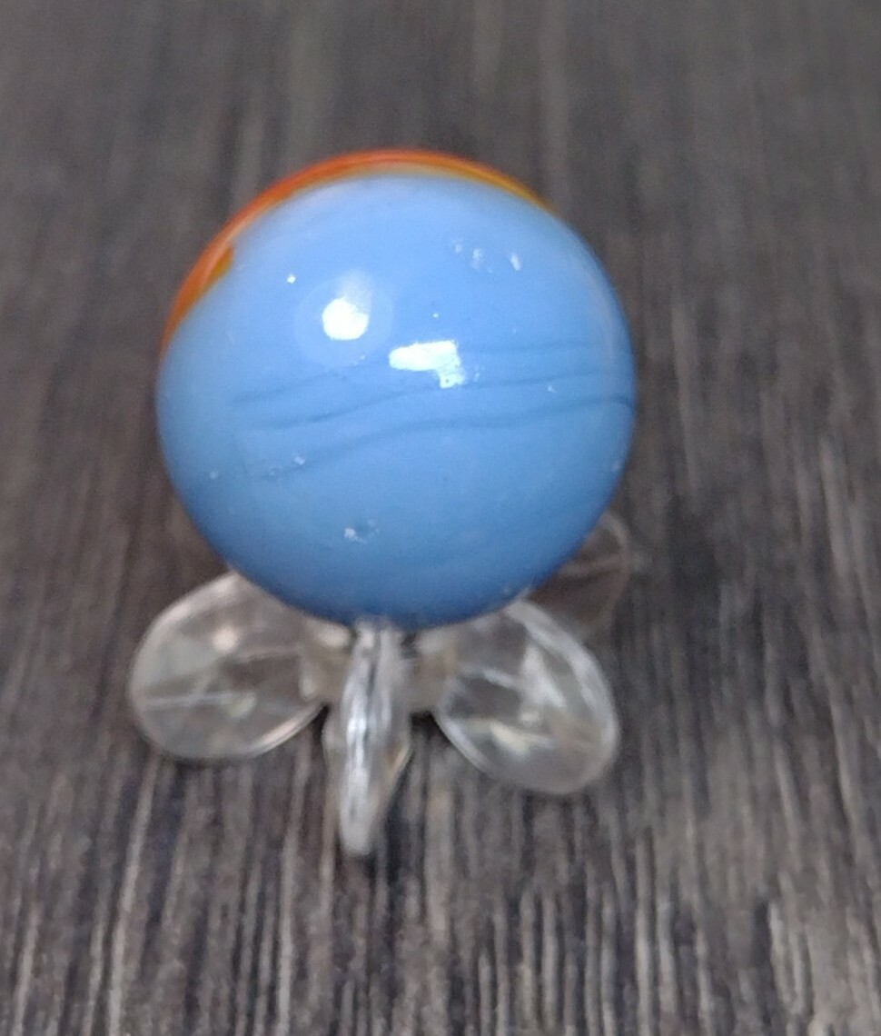 ROBIN BLUE & ORANGE PELTIER RAINBO Ribbon Patch Old Toys VINTAGE Marbles .60″