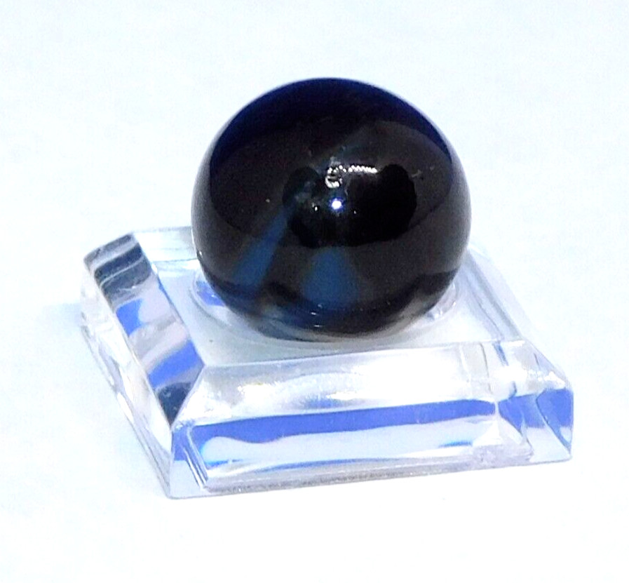 Vintage Marble Black Blue ‘9’ Opaque Swirl Christensen? Pontil NM+ 0.60″ #0-105