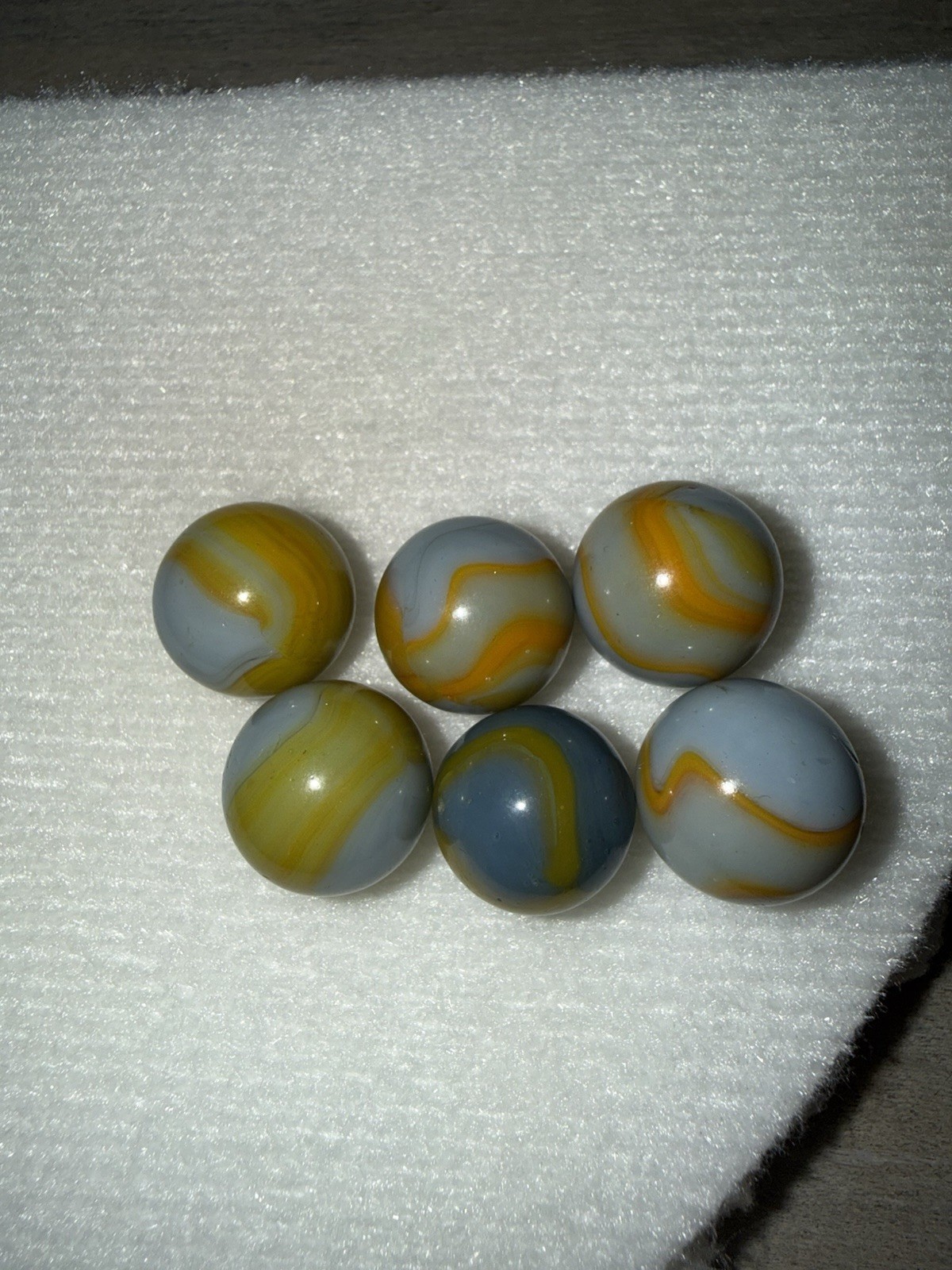 Vintage Akro Agate Slag Swirl Marbles – 13pc UV Reactive Oxblood Neon Orange