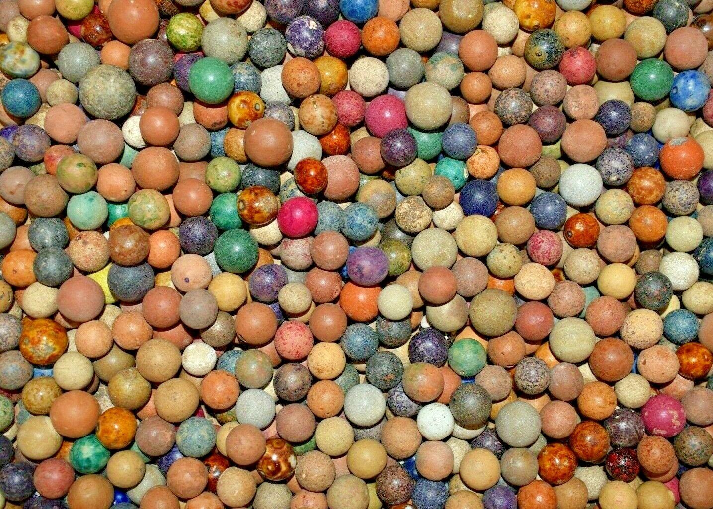 Antique 1800s Civil War era Clay Marbles Lot of 6 Size .500=1/2″ + or – Mint!
