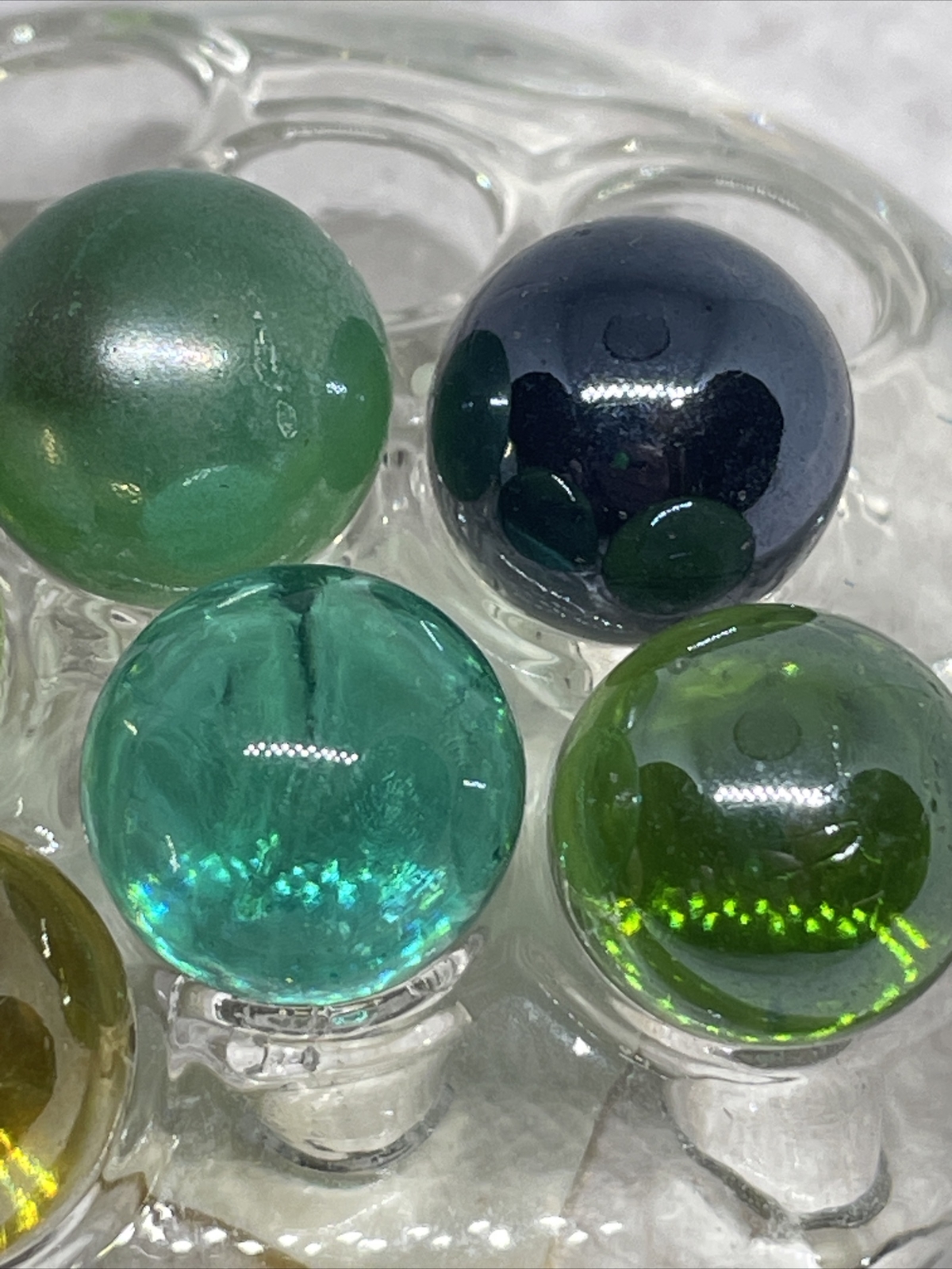 Marble Lot of 7 Vintage Glass Marbles Clear Glass Colors