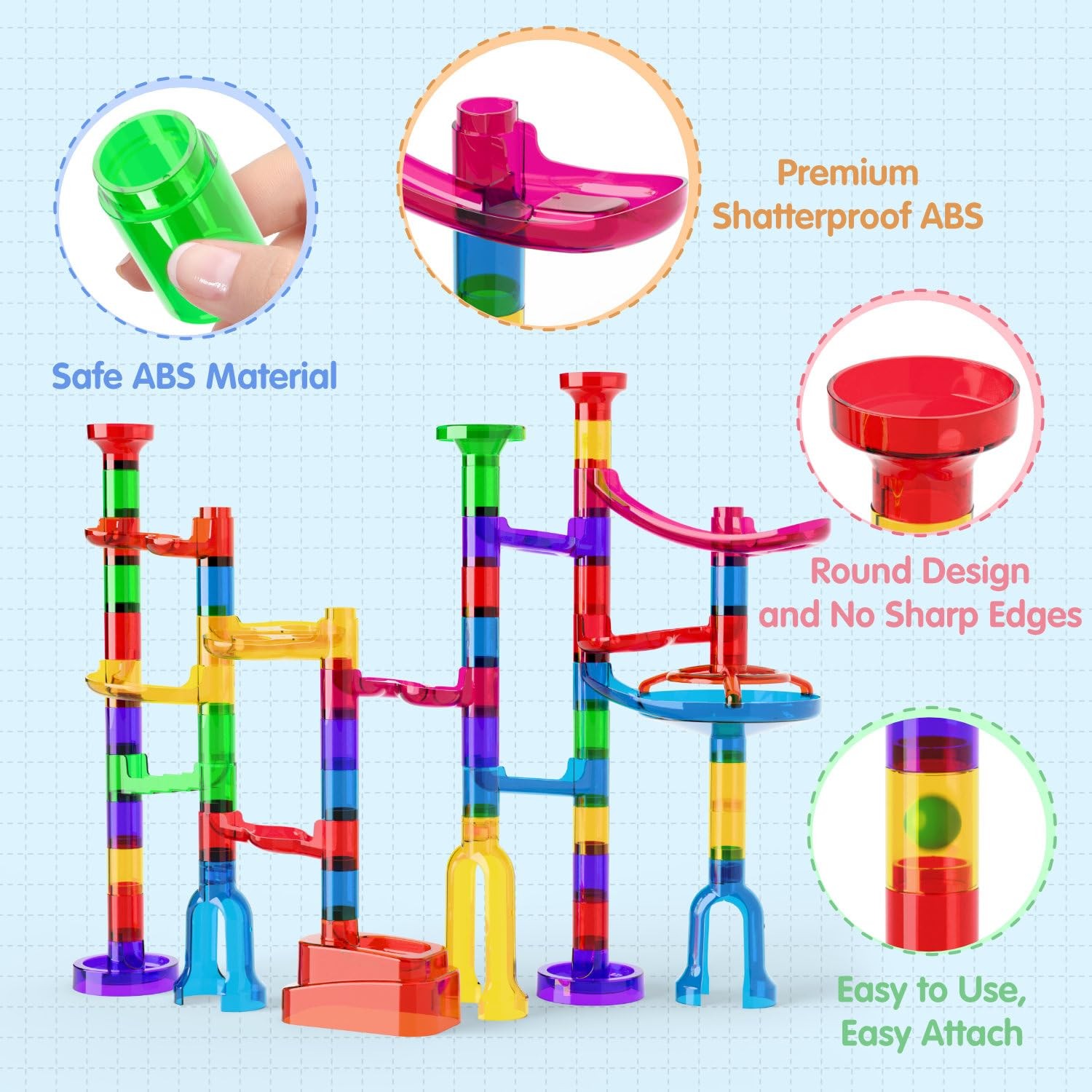 Ifollower Marble Run, 109Pcs Maze 25 cm (W) x 10 (L) x 27 (H)