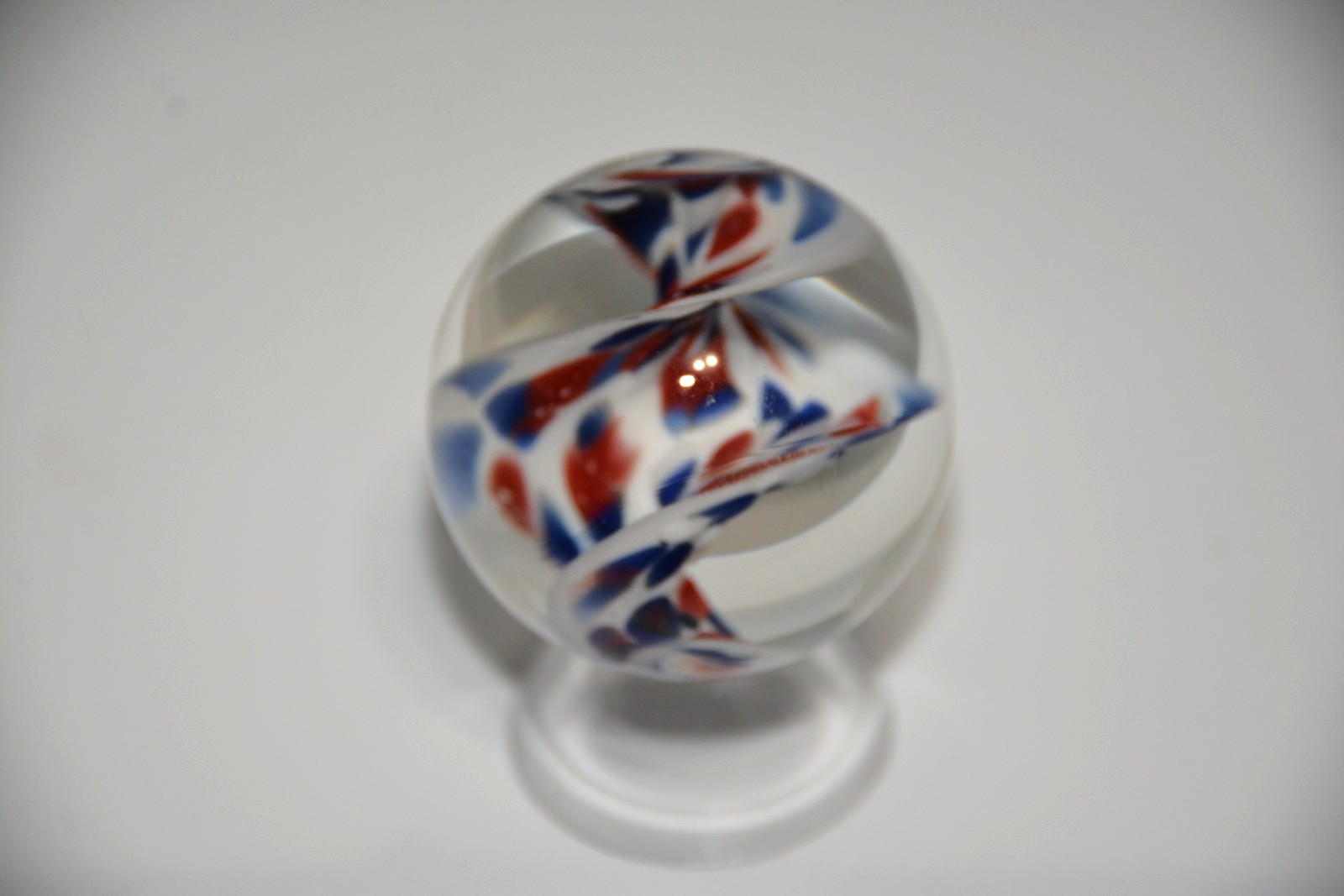 Contemporary art glass handmade borosilicate spiral marble 1.693 inches tall