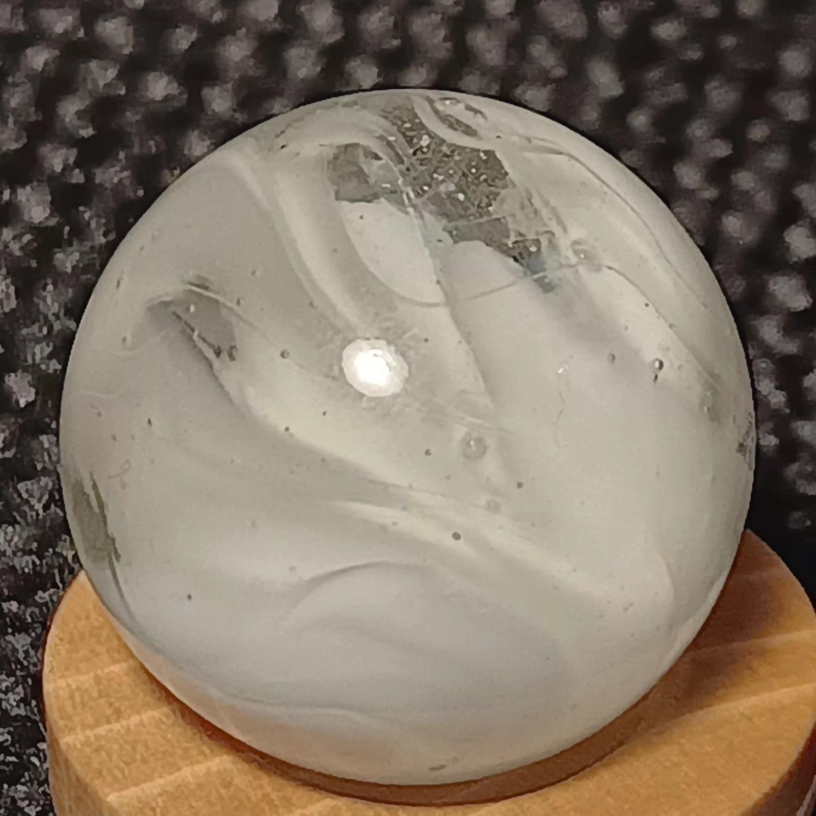 M.F. Christensen Clear Slag Marble. .67″ Mint. Nice Pattern