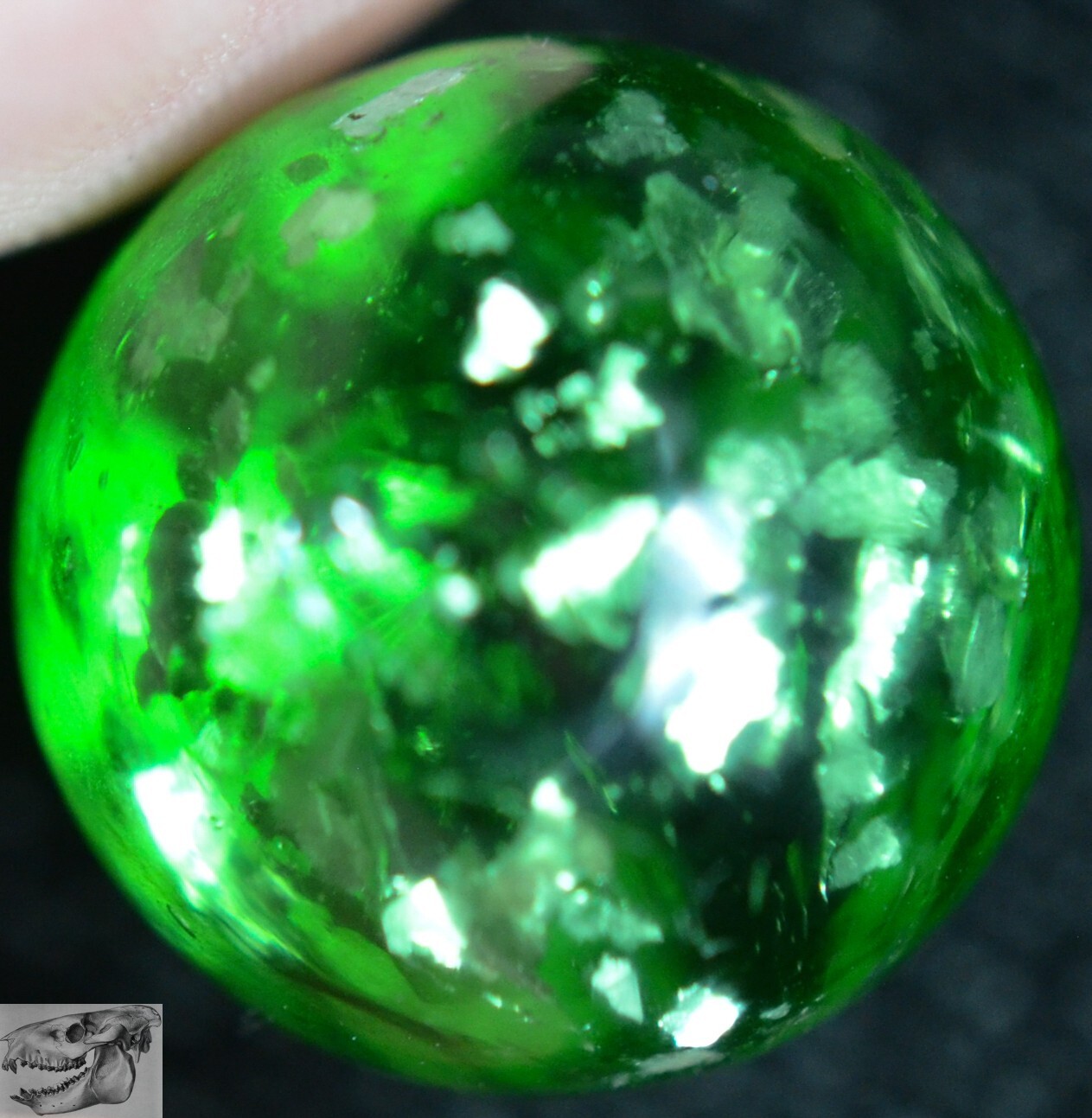 Handmade Green Mica Marble, 11/16 in, Polished, Large Flakes, Germany S907