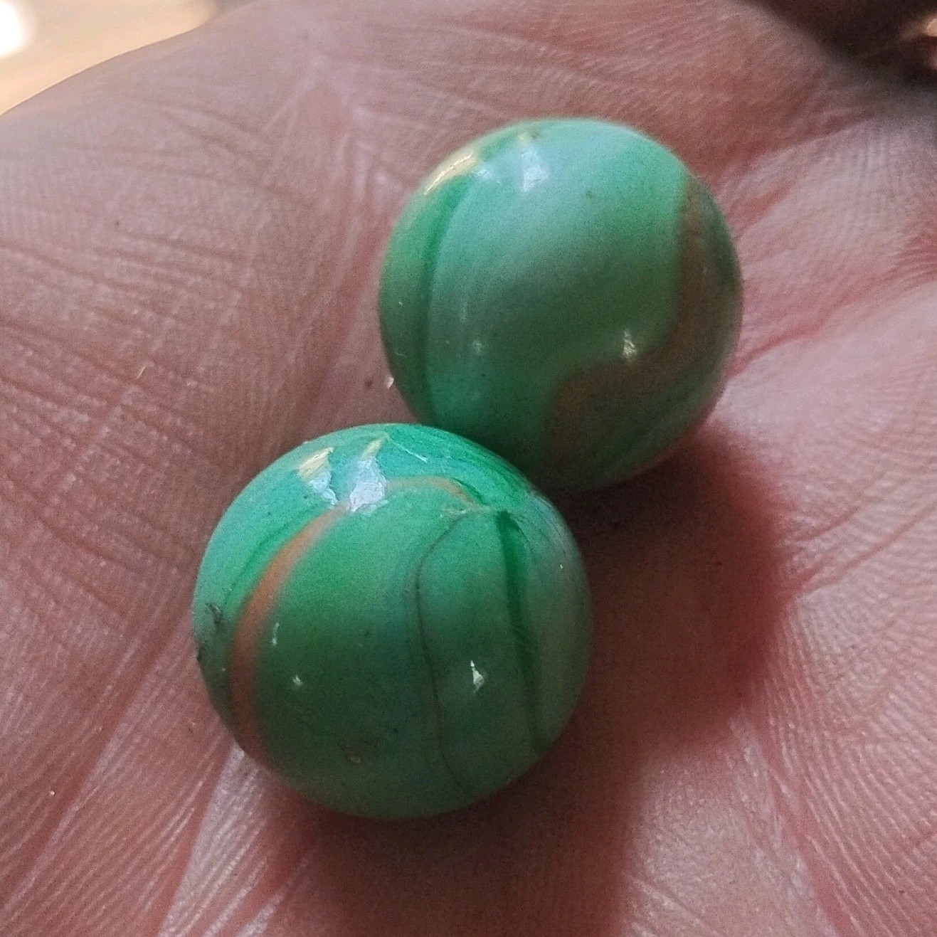 Green Swirl Machine Made Toy Marbles Pair for Ages 8-11, 12-16, 17 Years & Up
