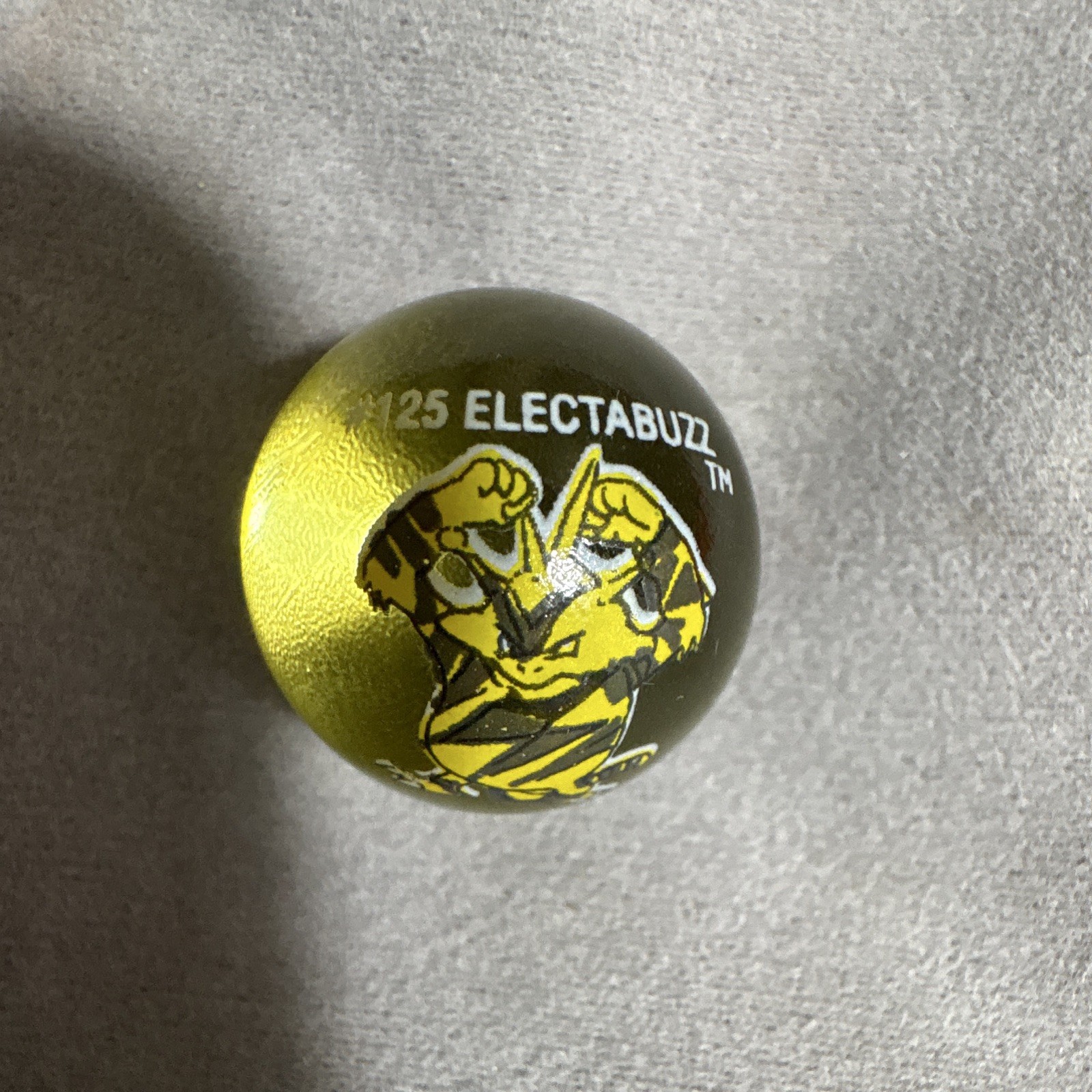 Electabuzz Character Printed Glass Toy Marble #125, Yellow/Black Machine Made