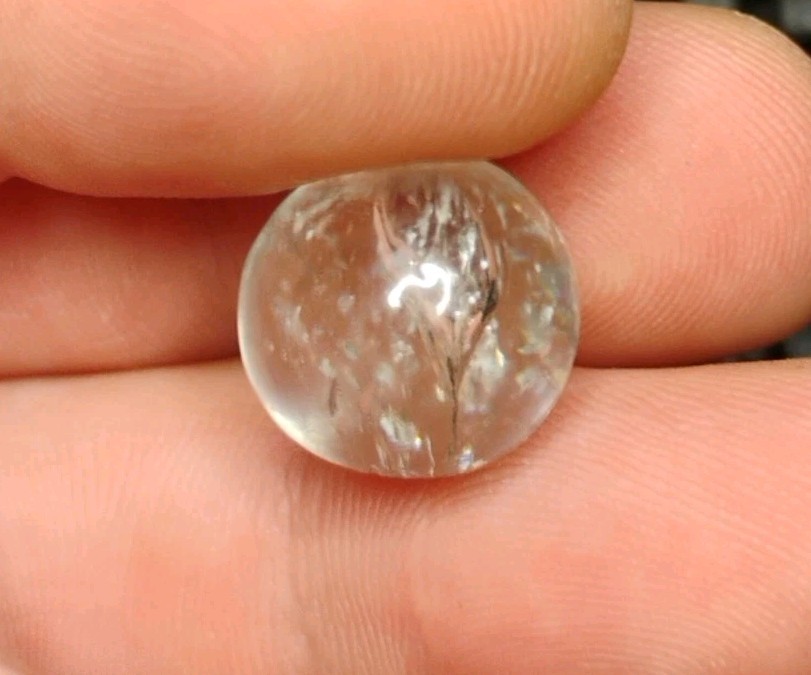 .59″ SILVER MICA BALL 💥 RARE HTF ANTIQUE GERMAN MARBLES- MINT
