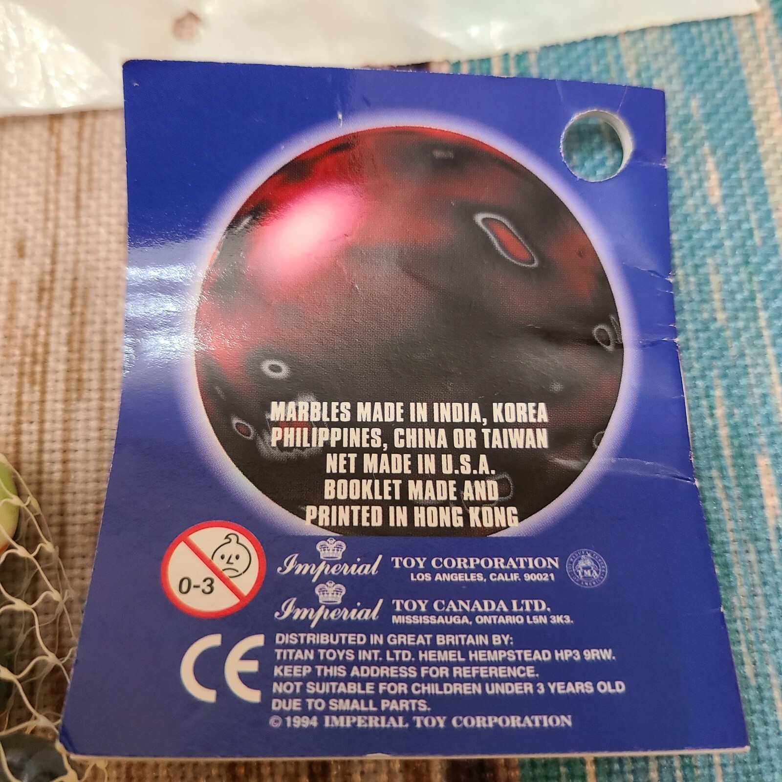 Vintage 1994 Imperial Toy Corporation Marbles & 20 Game Instruction Booklet