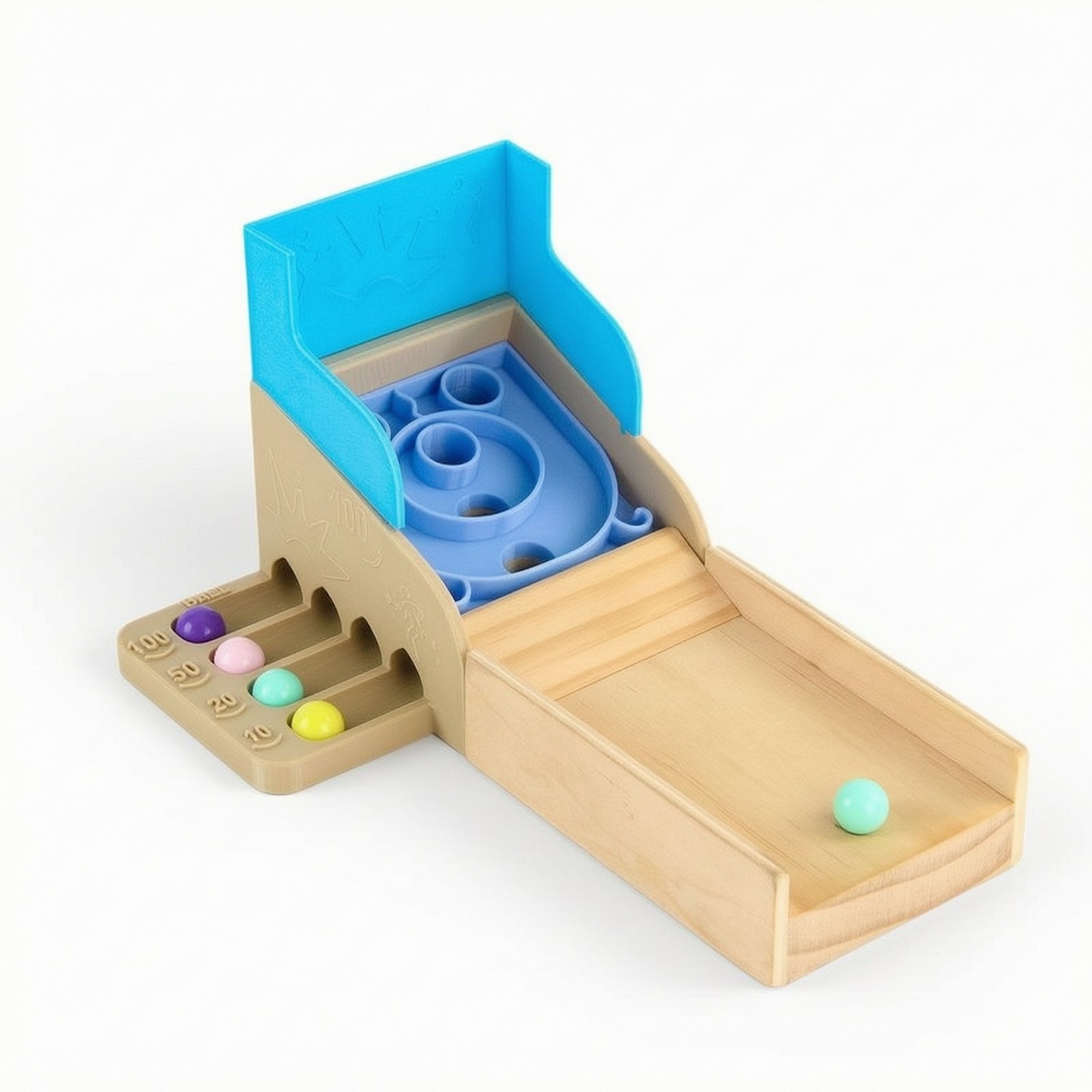 Wooden Marble Toy with Ramp Safe Tabletop Arcade Toy Compatible for Children