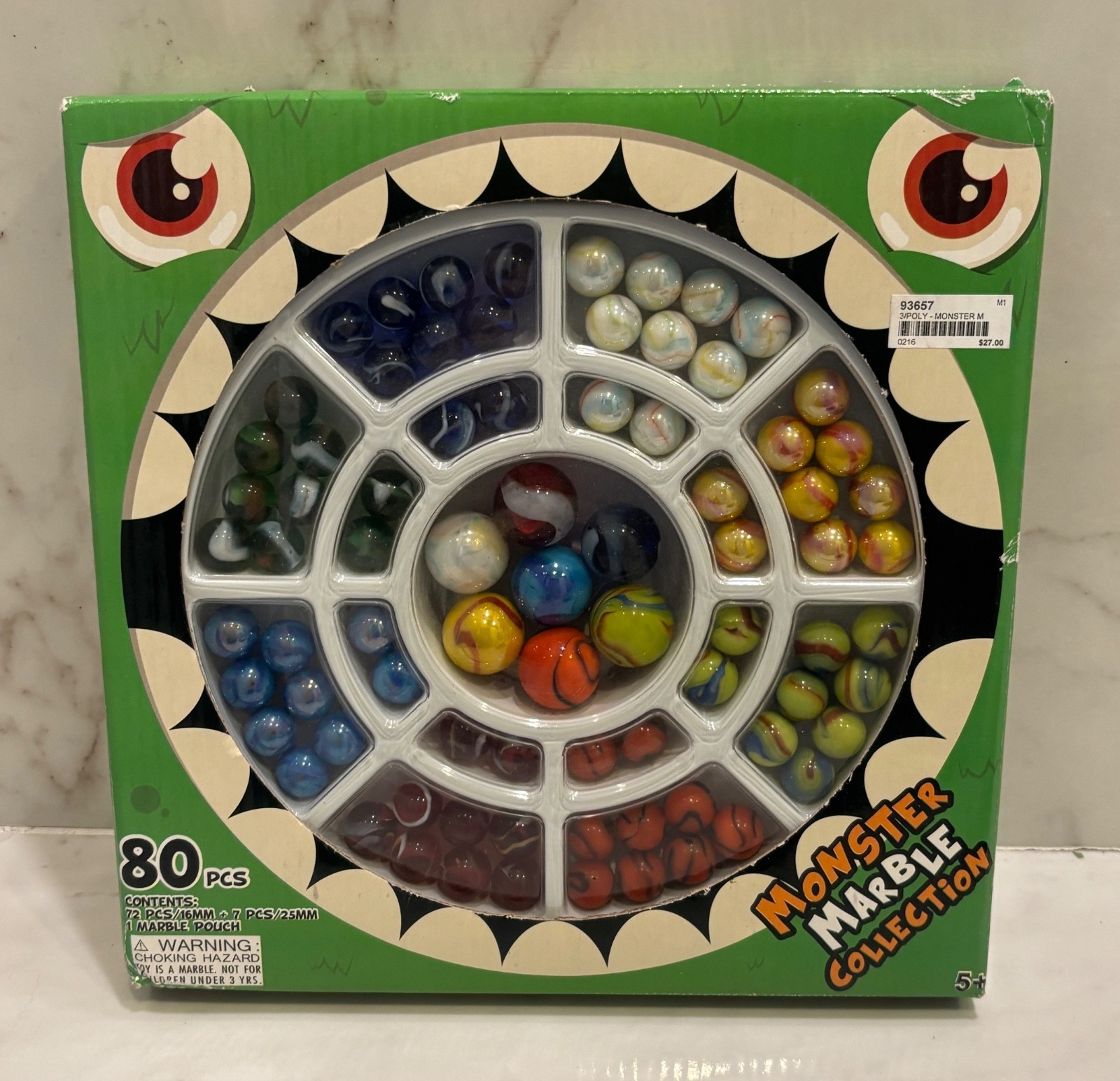 Marbles Mega Fun USA Monster Marble Collection 80 Pcs Box – New Free Shipping