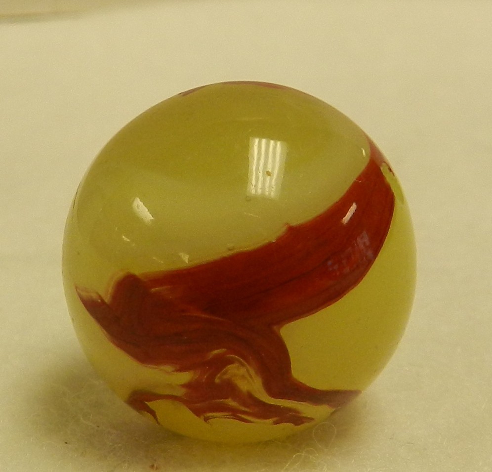 #20321m Large .75 In Vintage Akro Agate Lemonade Oxblood Shooter Marble NM