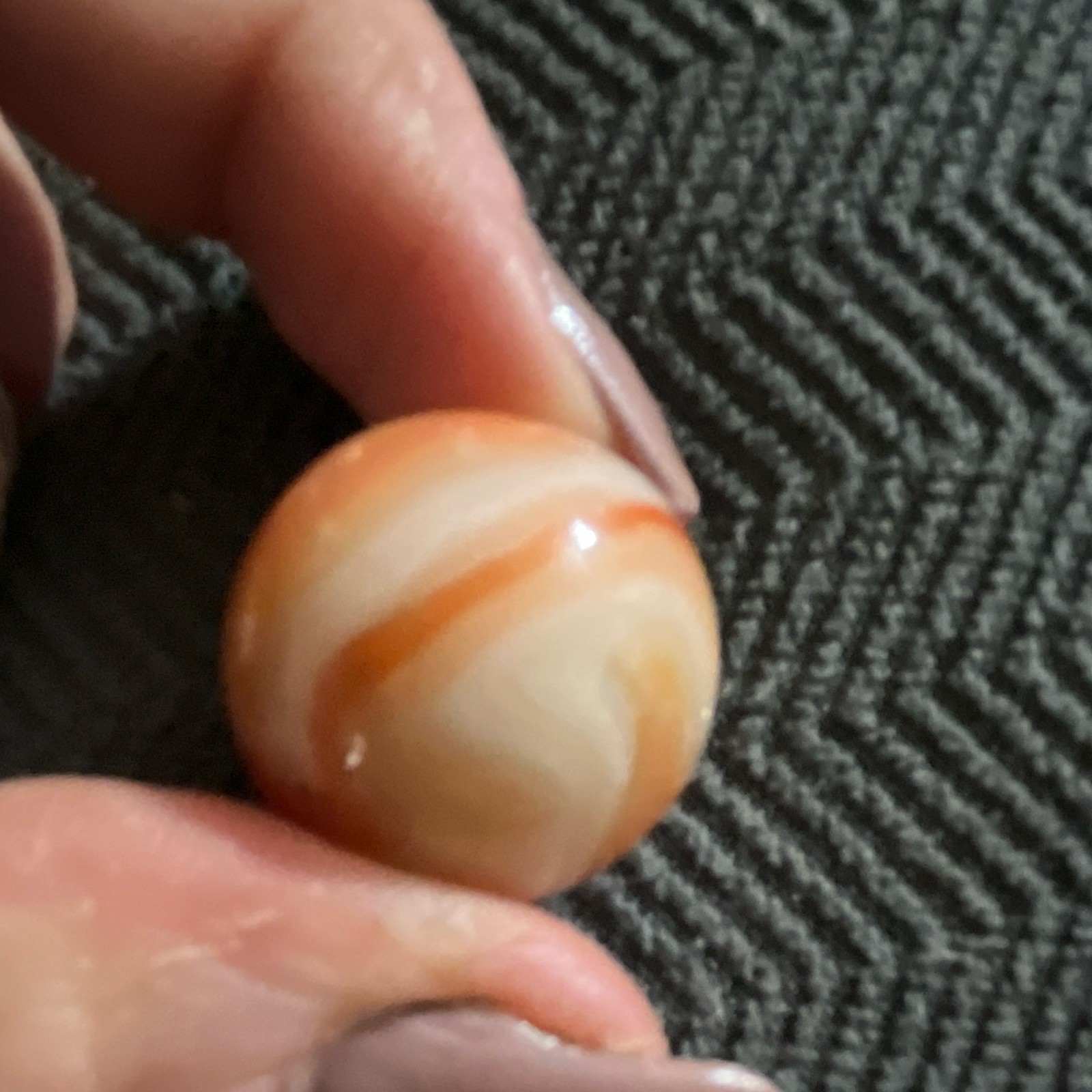 Orange & White Swirl Glass Toy Marble, Machine Made, Age 17 Years & Up