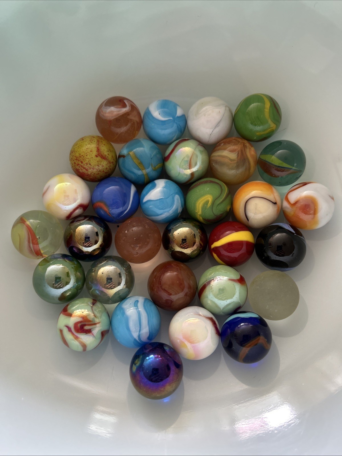 72 Hand Blown Unique Variety Of Various Sized Marbles