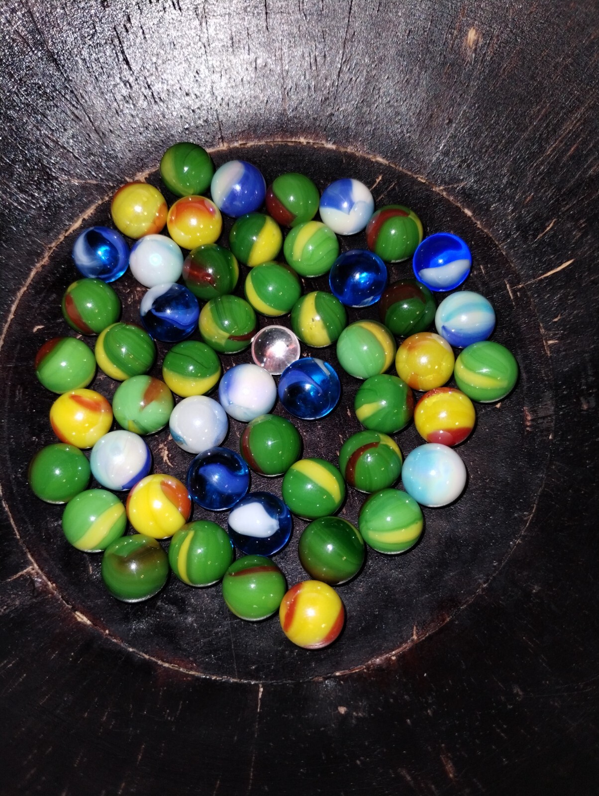 Lot of 50 Vacor / Mega Marbles 12mm Peewees : Dragon, Sun, Tiger Shark, Blue Jay