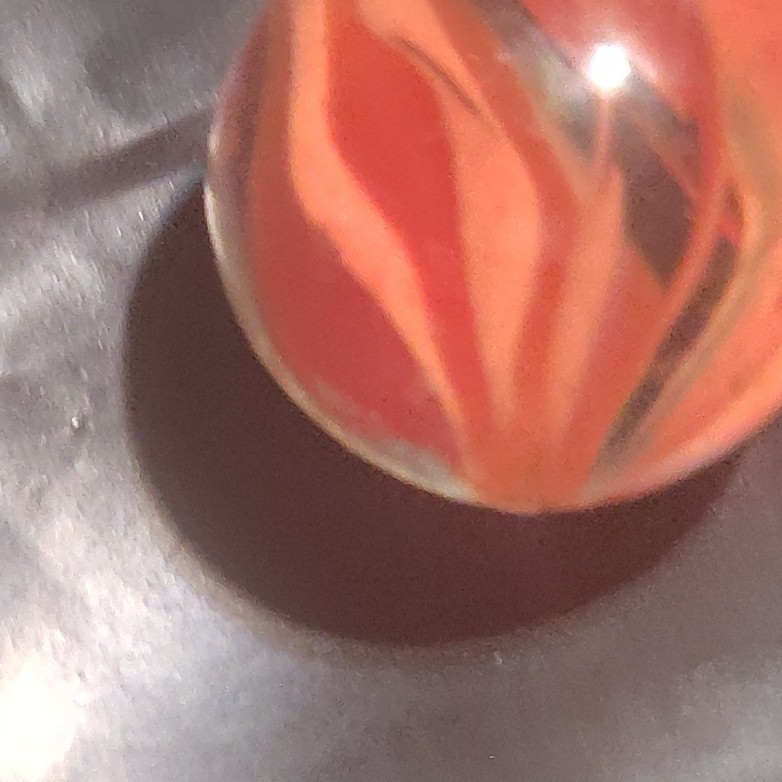 Glass Toy Marble Swirl Machine Made Orange Red & Gray, Ages 17 Years & Up