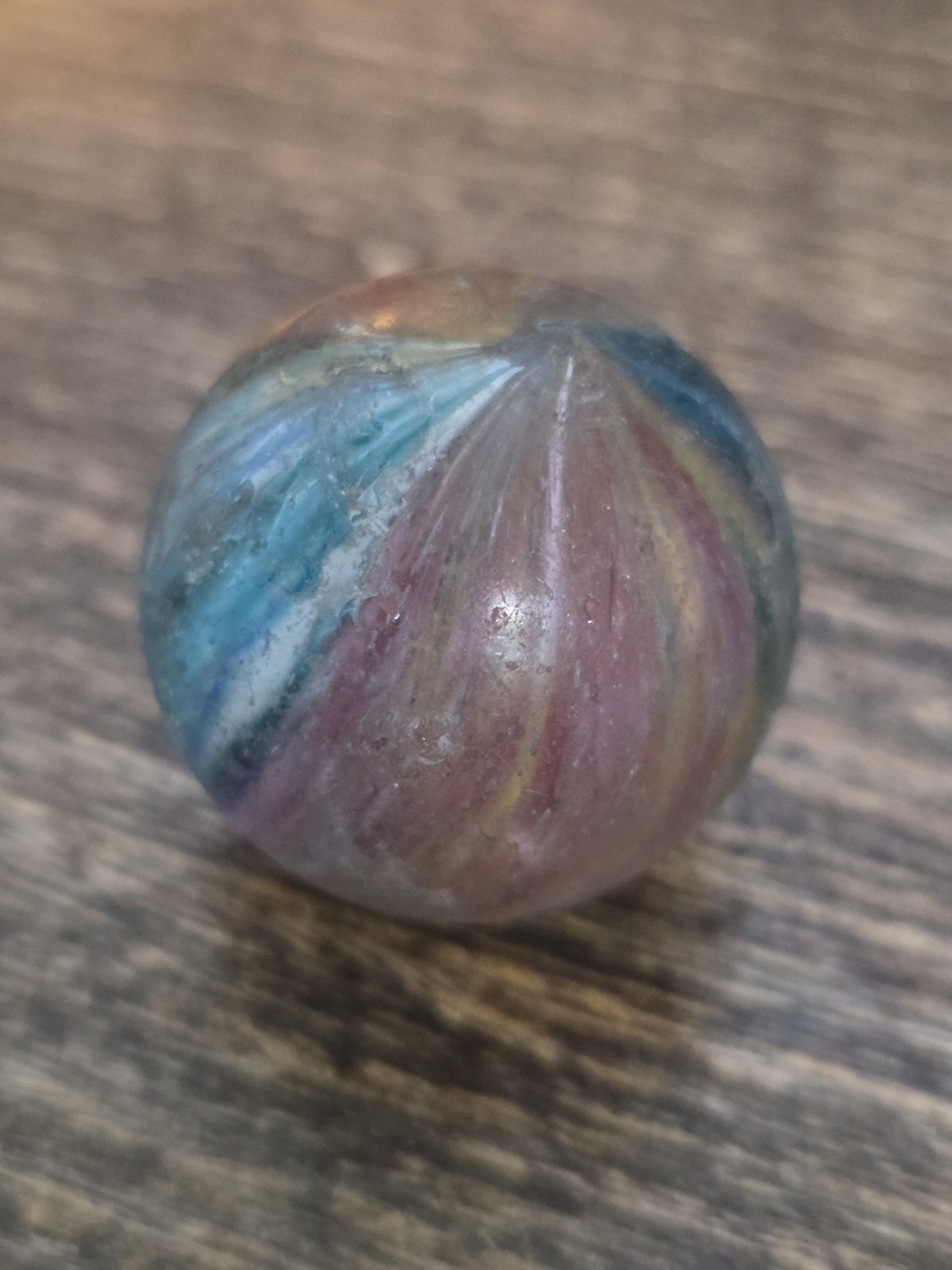 1.11″ Antique Vintage German Handmade Multi Colored Onionskin Marble