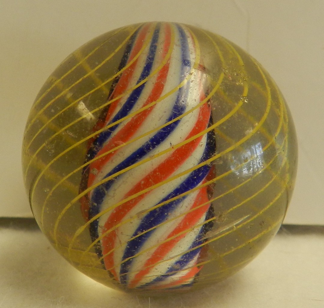 #20718m Large 1.42 In Vintage German Handmade Caged Solid Core Swirl Marble