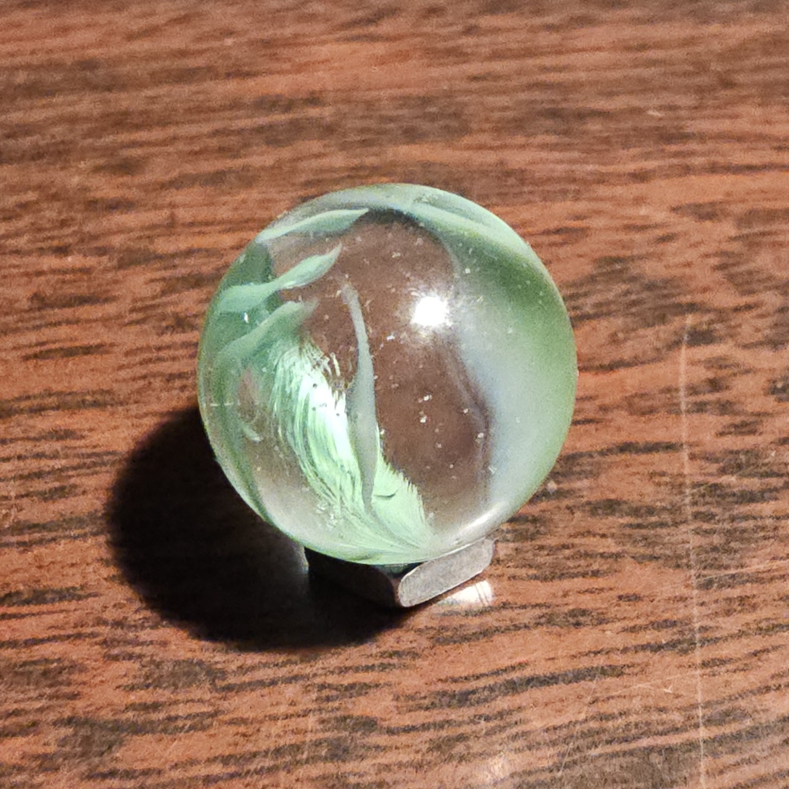 Vintage Vacor Green Spaghetti Ribbon .593″ Glass Marble