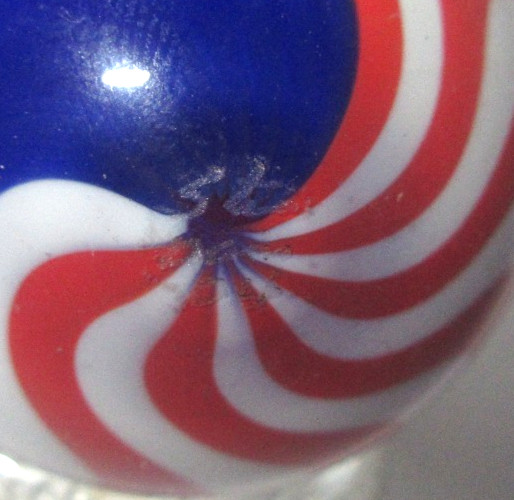 Signed DAVIS GLASS MARBLE Patrioitic SWIRL CONTEMPORARY 2004 JIM STAND