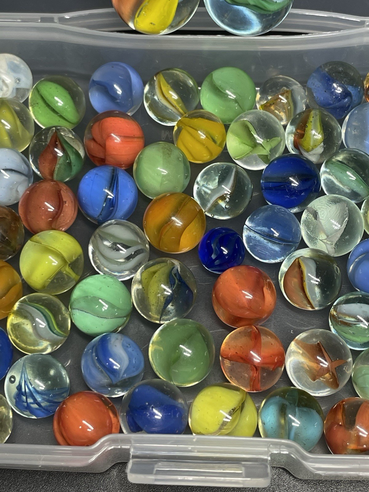60+ Vintage Marbles Lot Cat’s Eye Swirls Shooter, Glass Marbles
