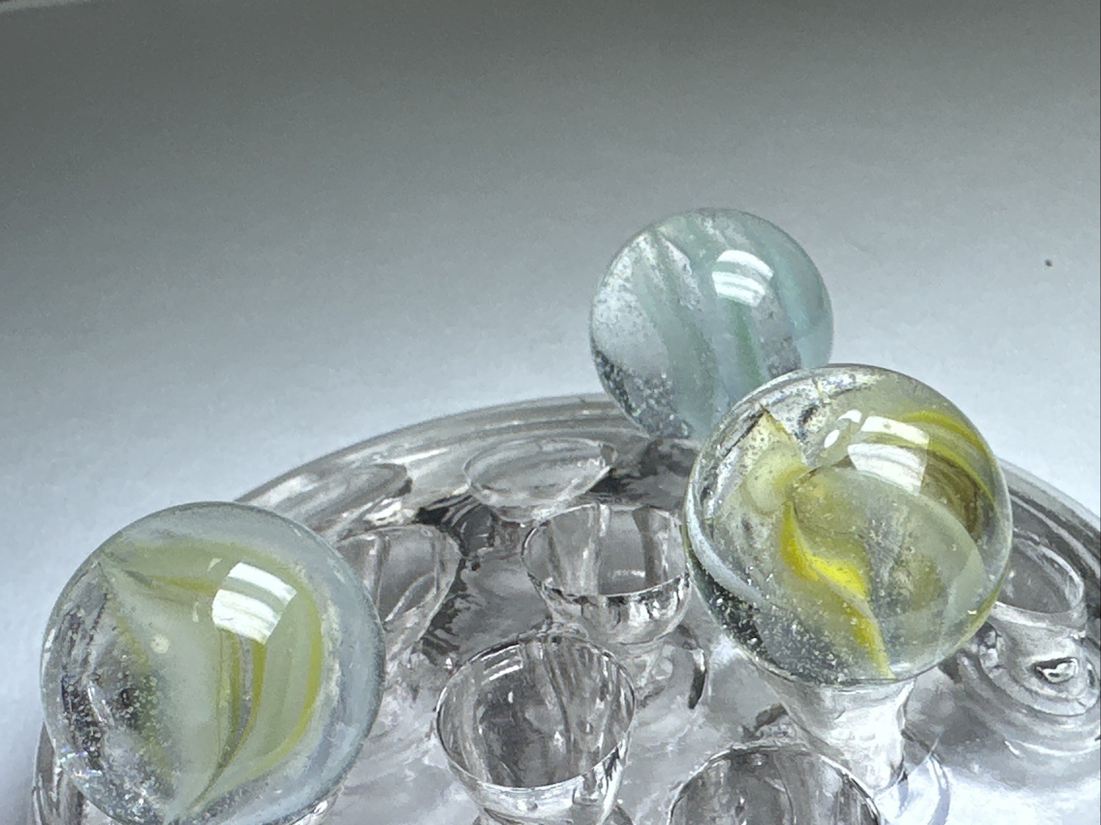 265 Awesome Lot Of 3 Vintage Vitro Agate Blended Cats Eye Shooters!